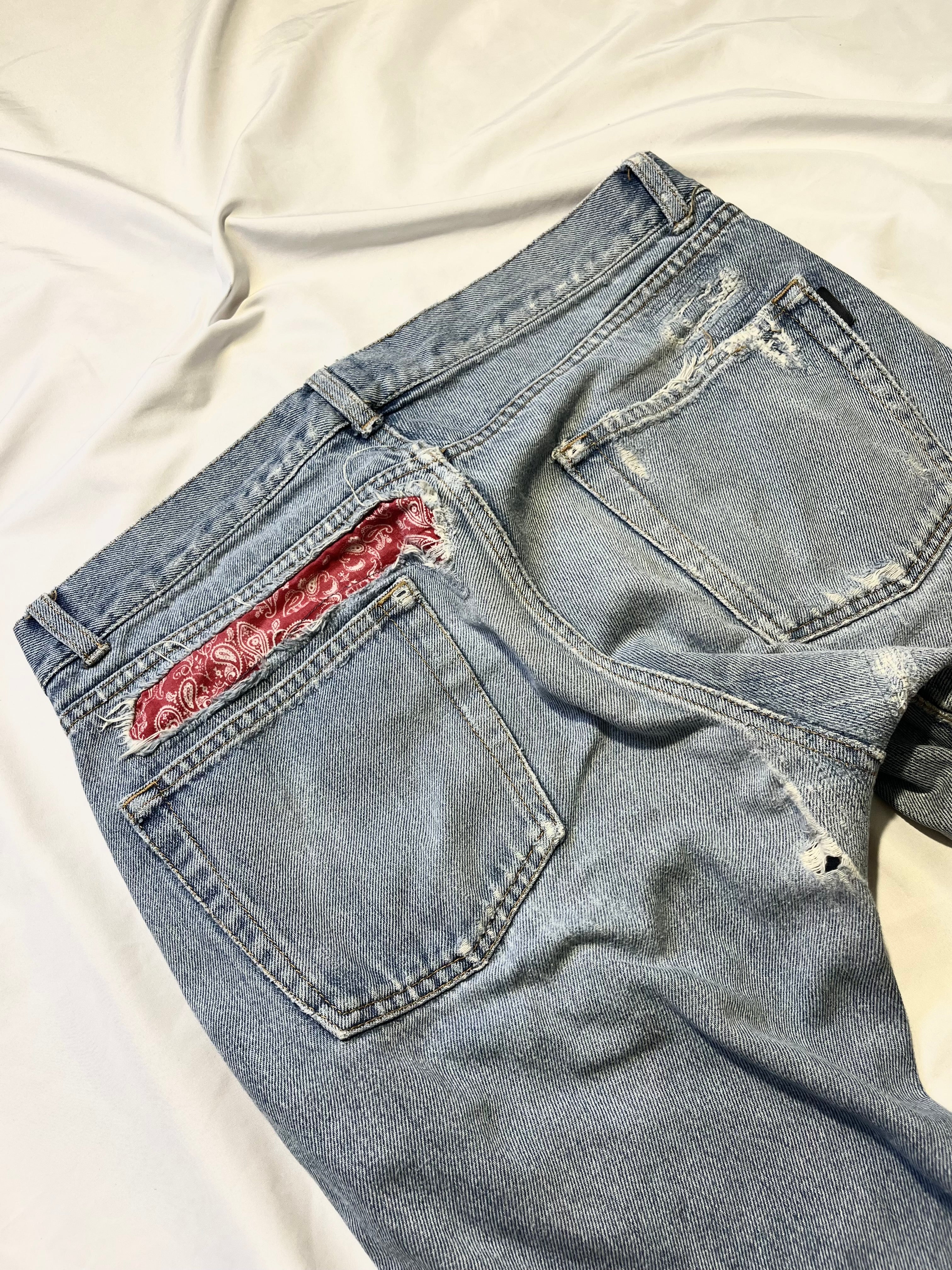 SAINT LAURENT FW19 D18 PAISLEY BANDANA DENIM BY ANTHONY VACCARELLO IN W32