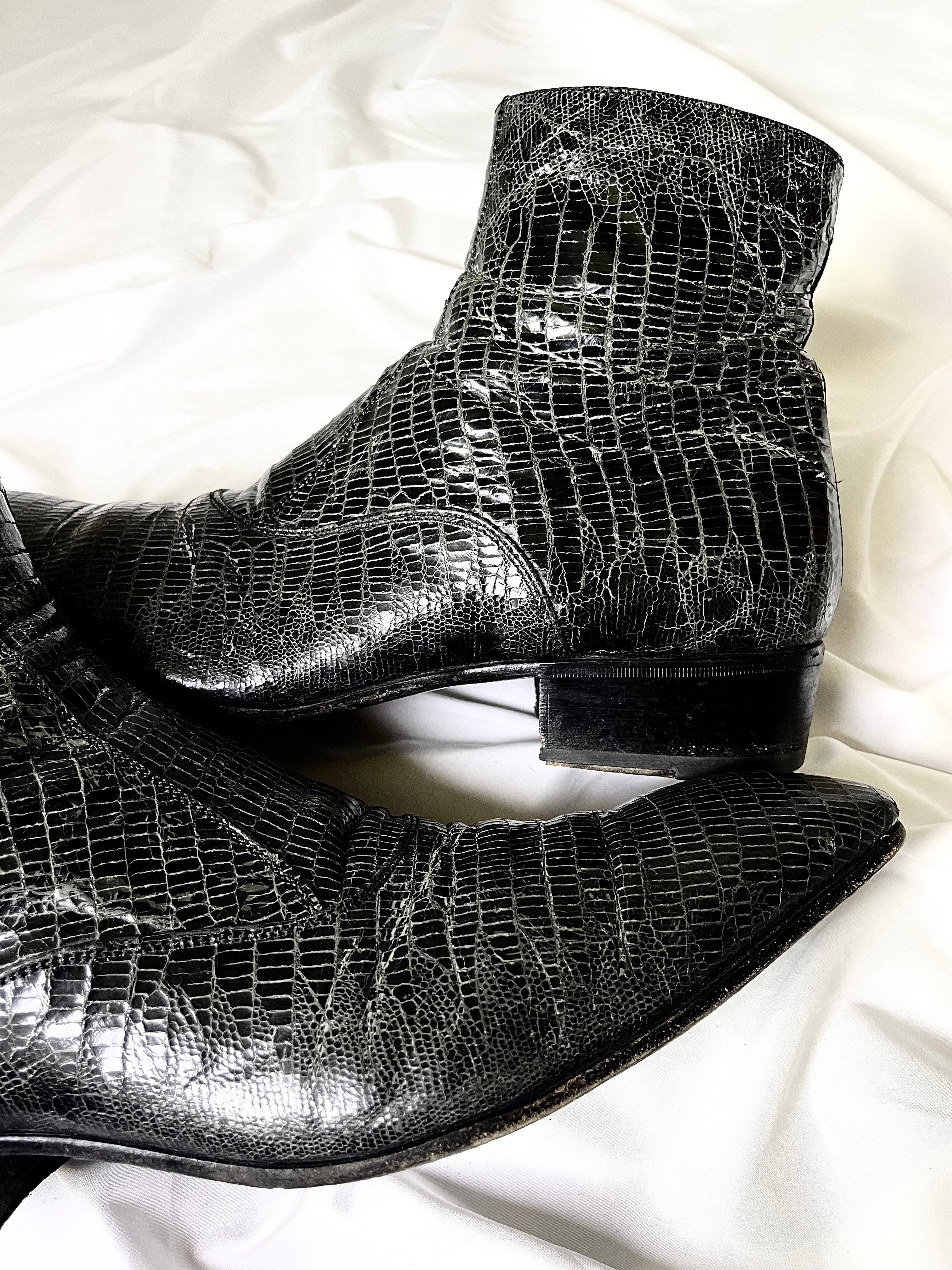 GIANNI BARBATO VINTAGE LIZARD SKIN POINTY CHELSEA BOOTS