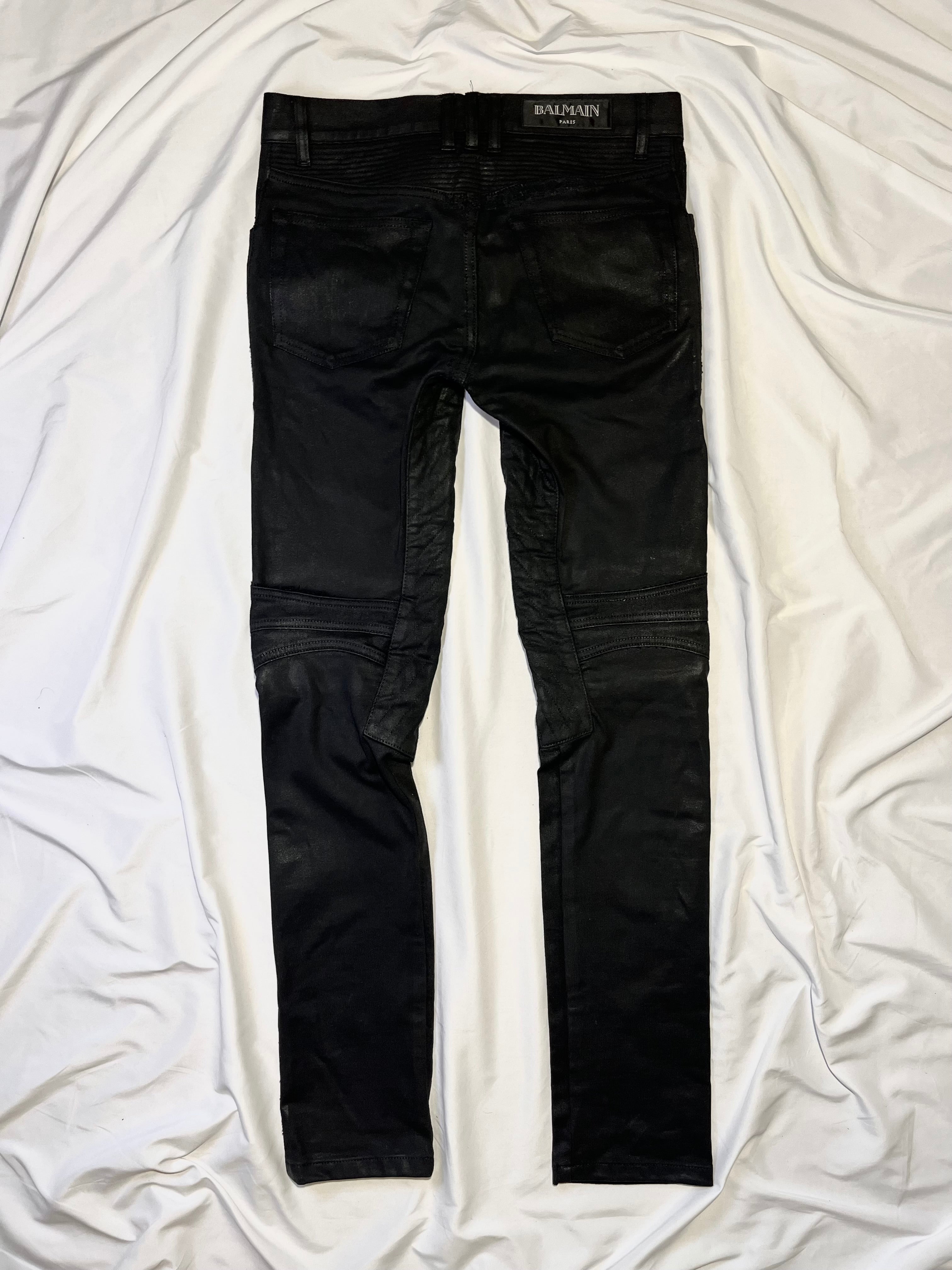 BALMAIN FW14 WAXED BIKER DENIM BY OLIVIER ROUSTEING IN W28
