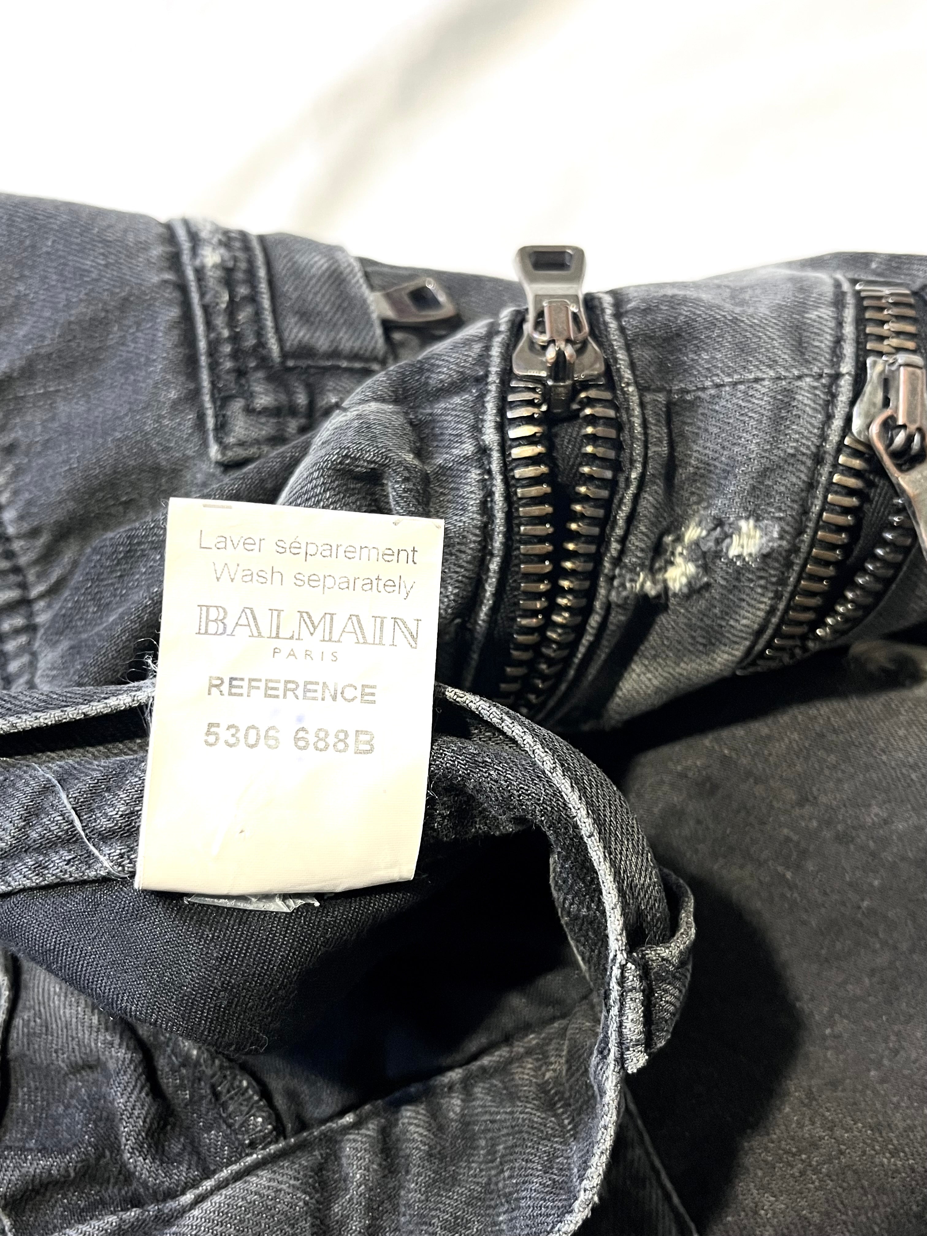 BALMAIN FW11 4 ZIP GREY DISTRESSED BIKER DENIM BY CRISTOPHE DECARNIN