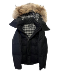 BURBERRY BLACK LABEL 2009 REAL FUR NOVA CHECK PUFFER DOWN JACKET