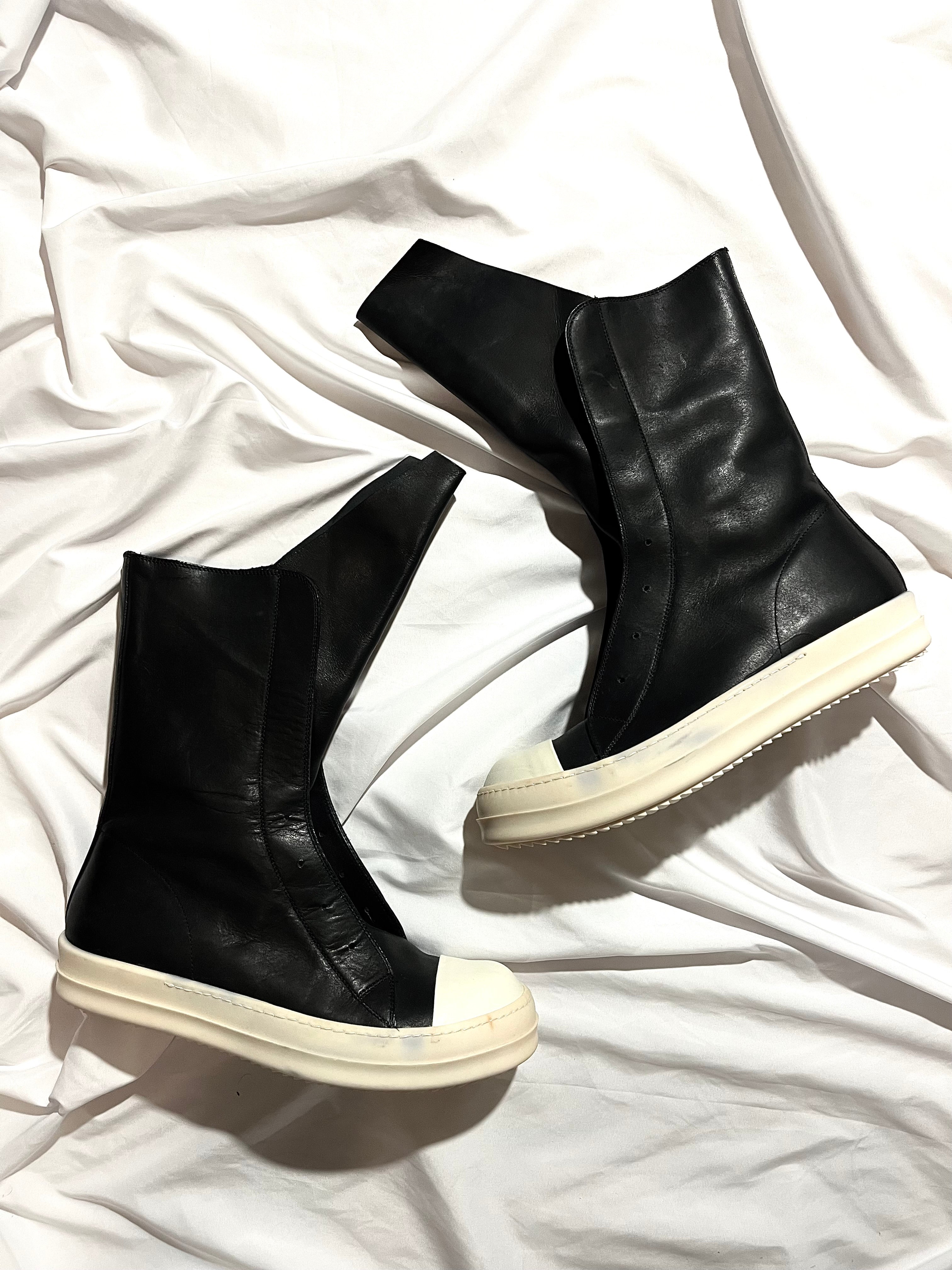 RICK OWENS SS15 'FAUN' BLACK/MILK OG LEATHER LACELESS /MOUNTAIN RAMONES