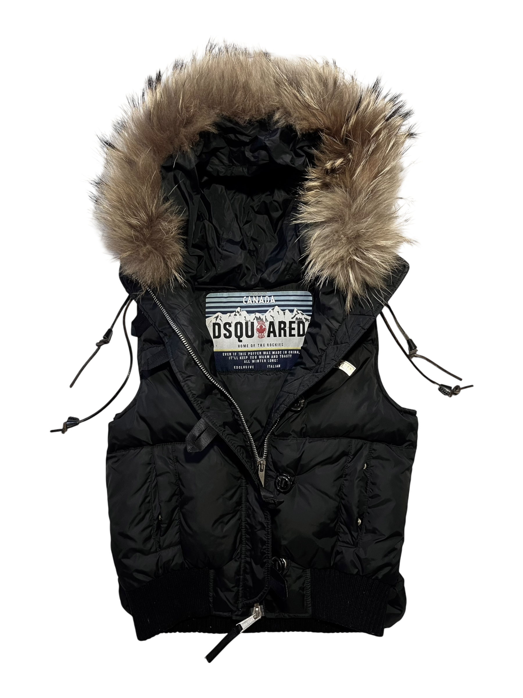 DSQUARED2 FW10 DRAWSTRINGS REAL FUR VEST