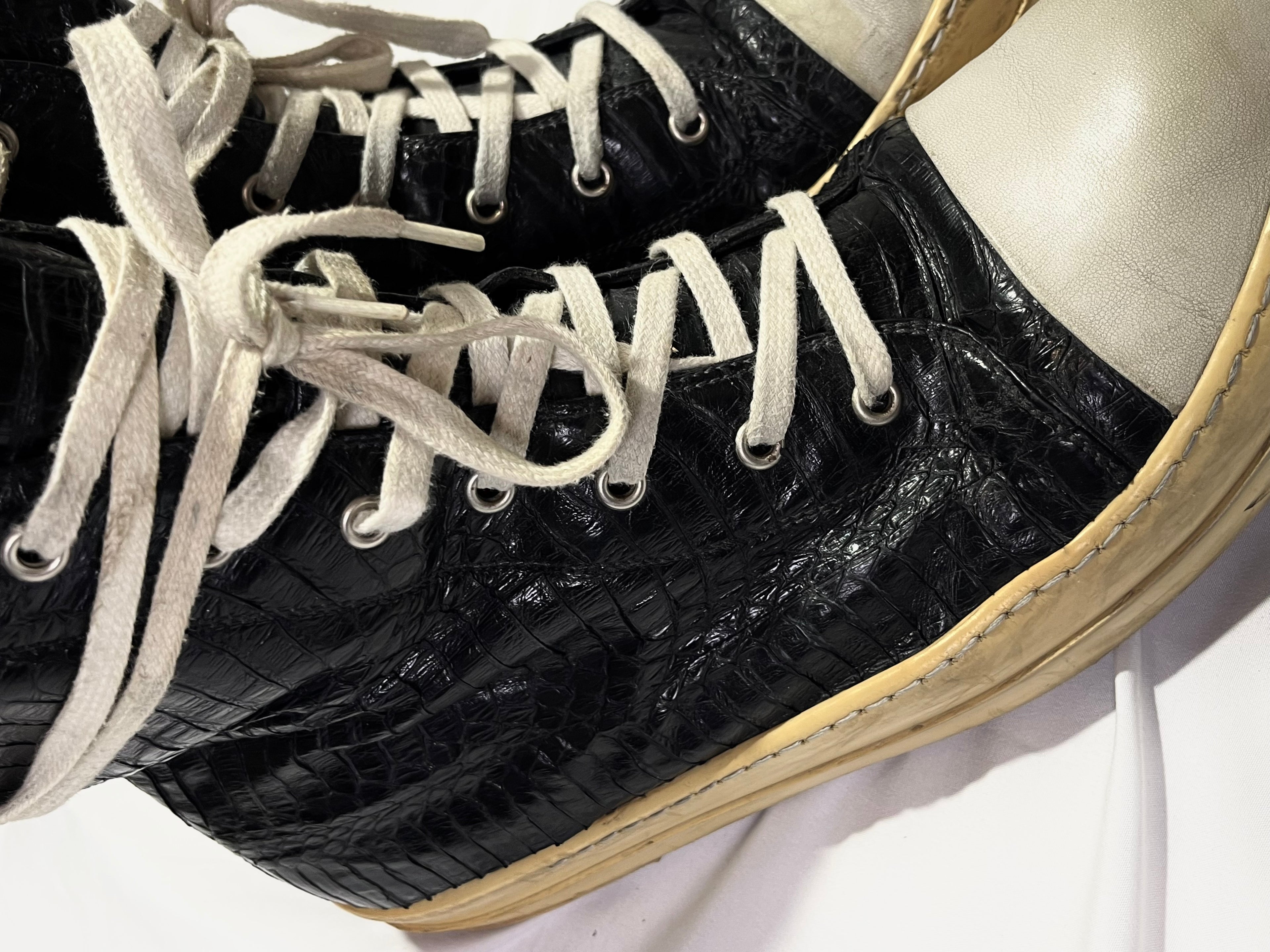 RICK OWENS 2012 PYTHON SKIN RAMONES IN BLACK/MILK