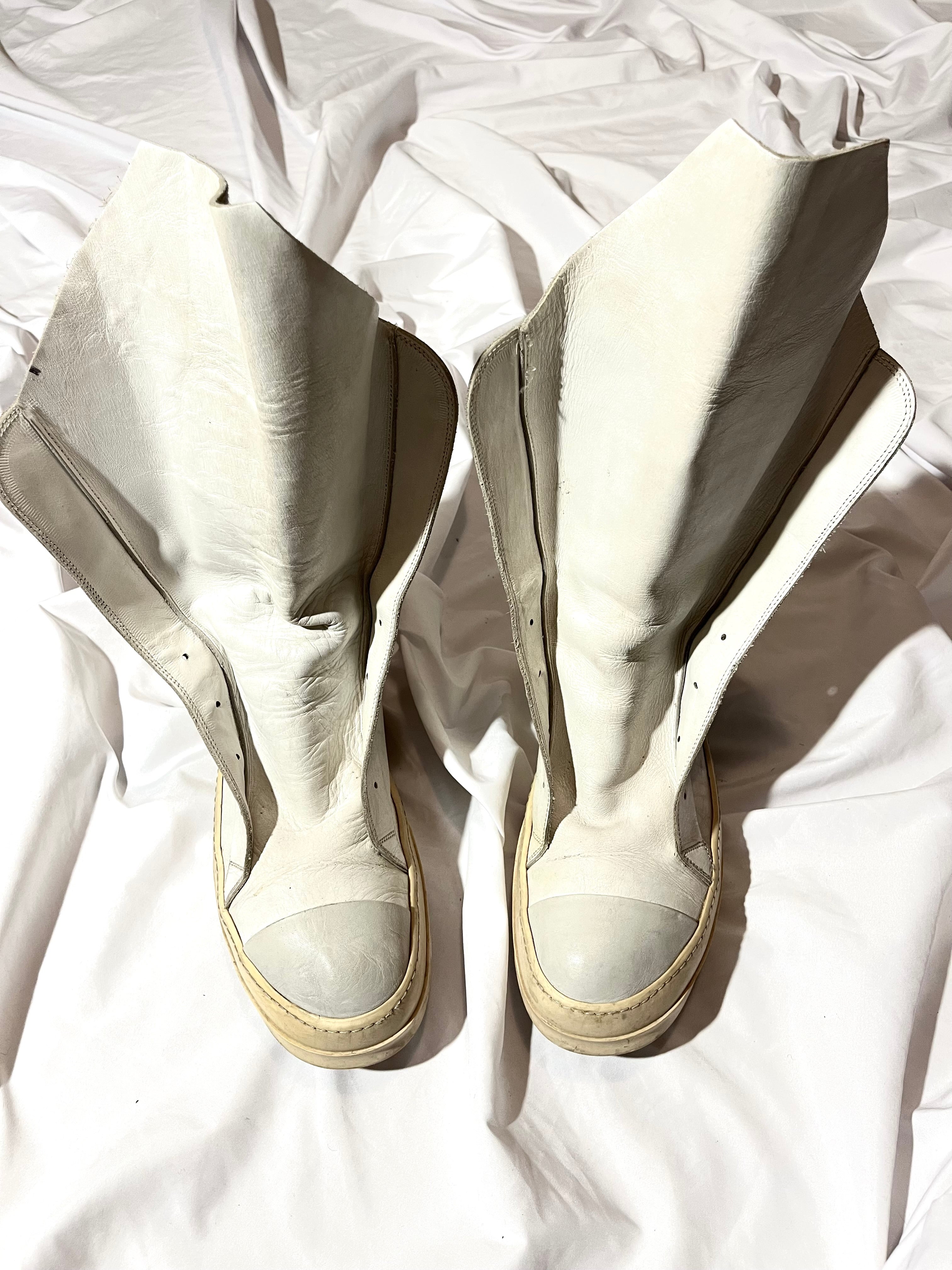 RICK OWENS WHITE/MILK LEATHER LACELESS /MOUNTAIN RAMONES