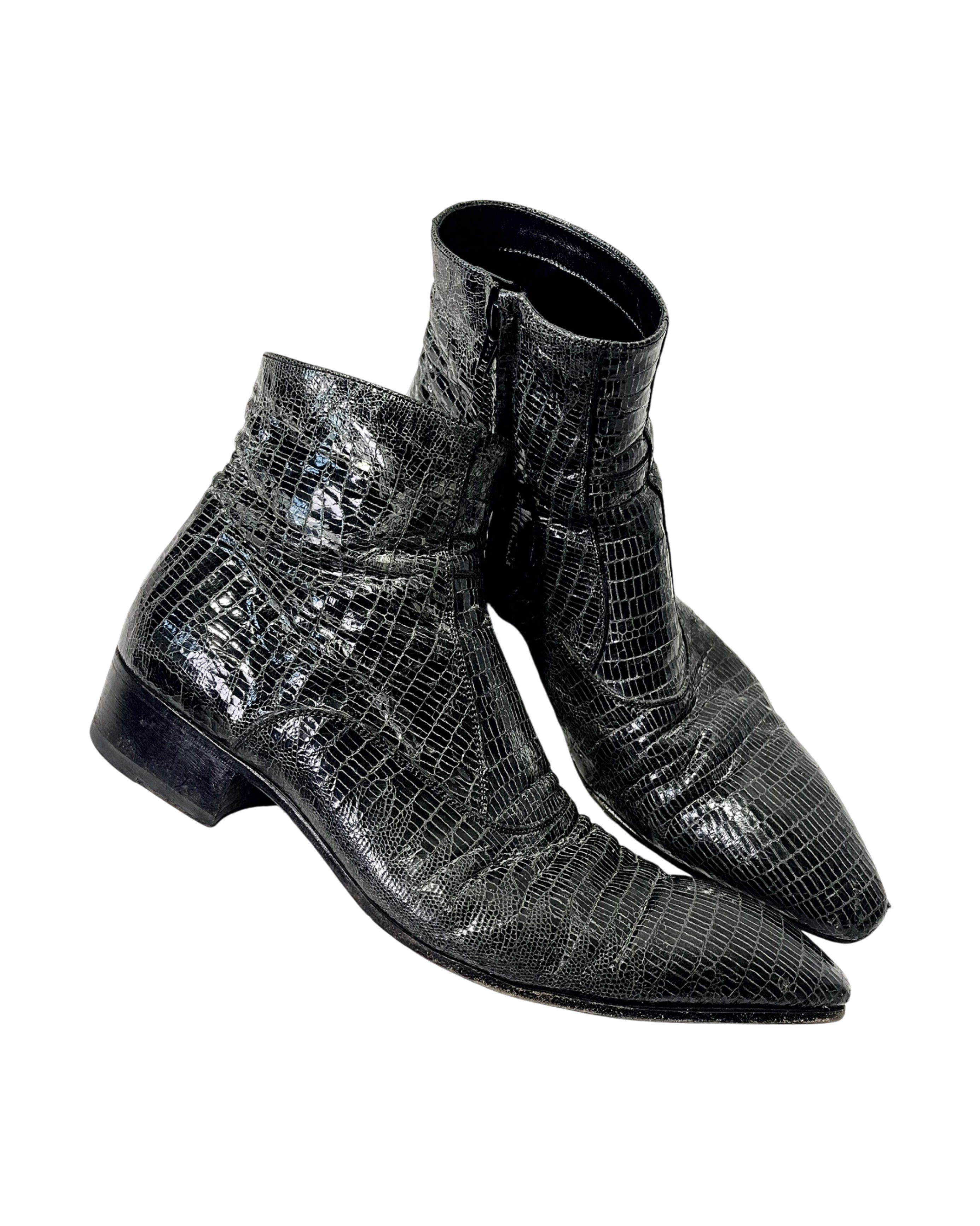 GIANNI BARBATO VINTAGE LIZARD SKIN POINTY CHELSEA BOOTS