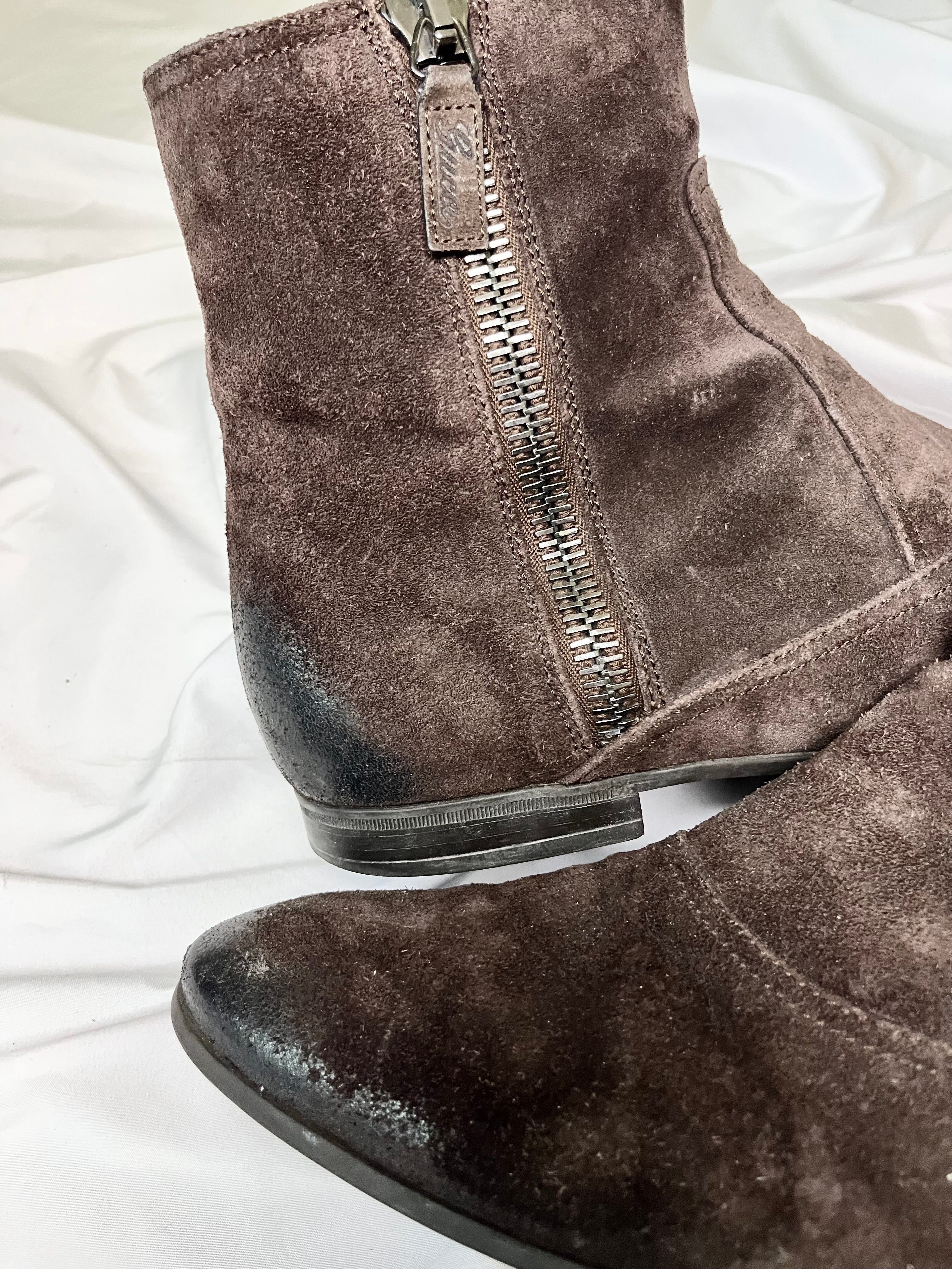 GUCCI BURGUNDY SUEDE LEATHER VINTAGE CHELSEA BOOTS
