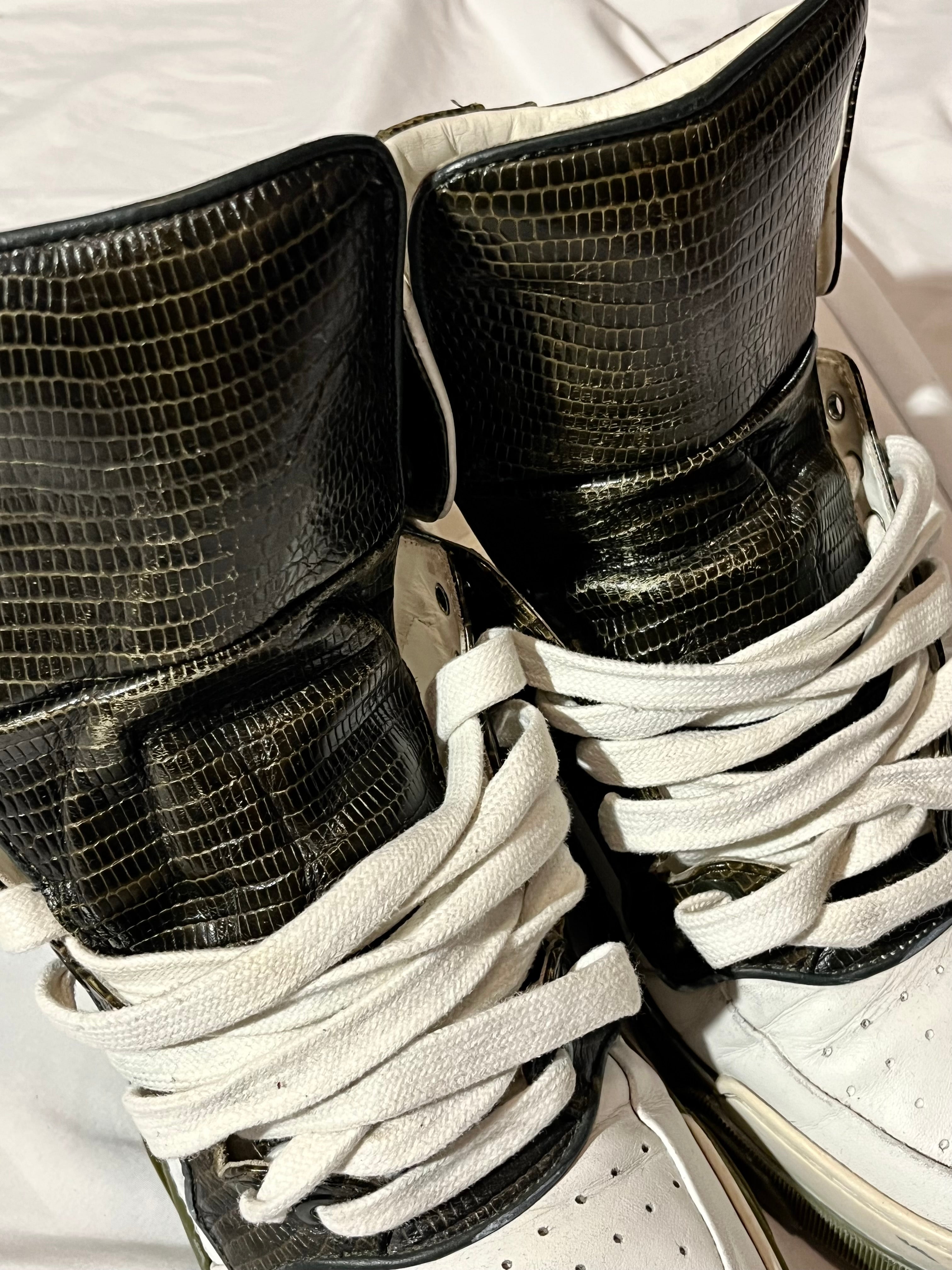 GIVENCHY TYSON DARK GREEN LIZARD SKIN HI-TOP SNEAKERS IN 41
