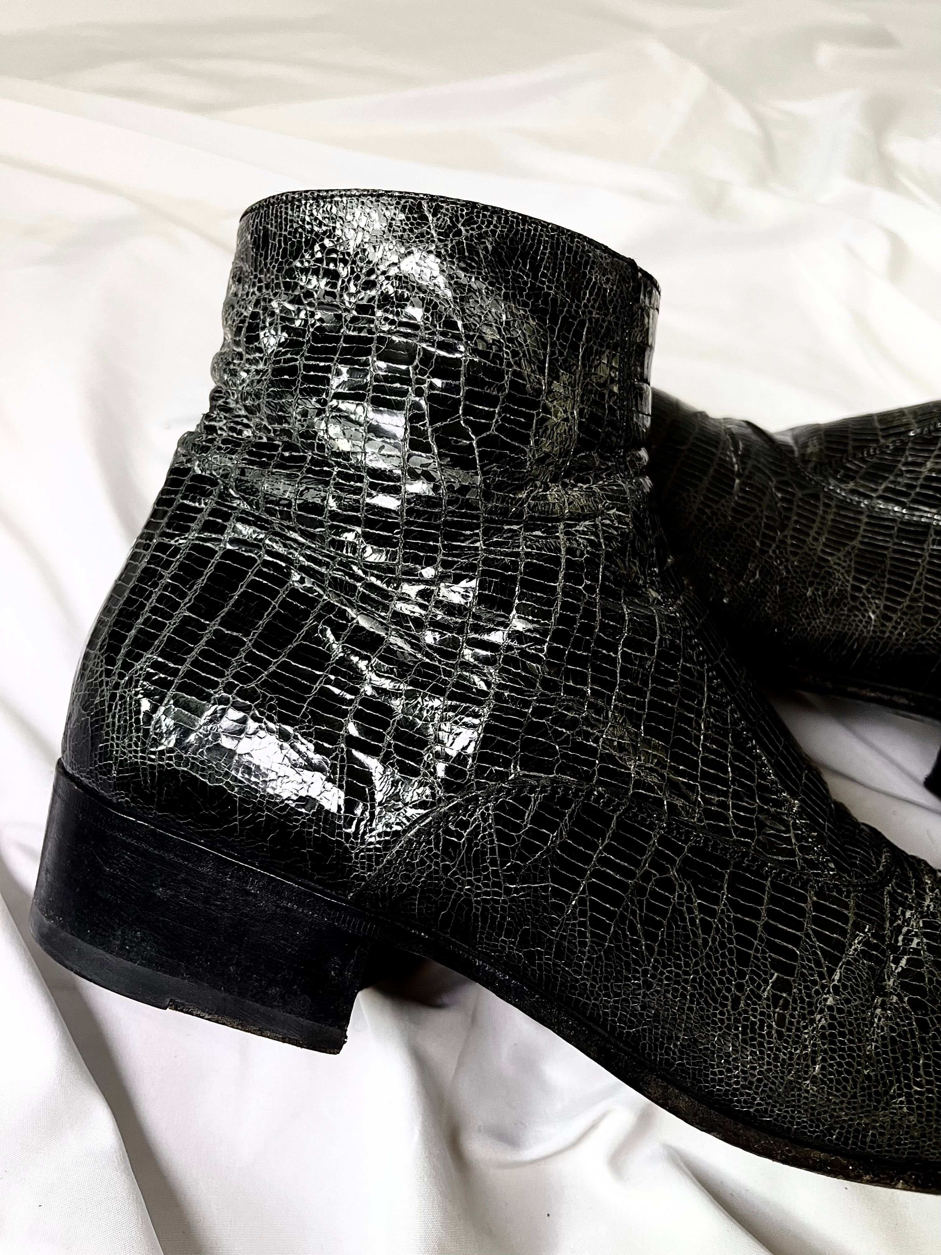 GIANNI BARBATO VINTAGE LIZARD SKIN POINTY CHELSEA BOOTS