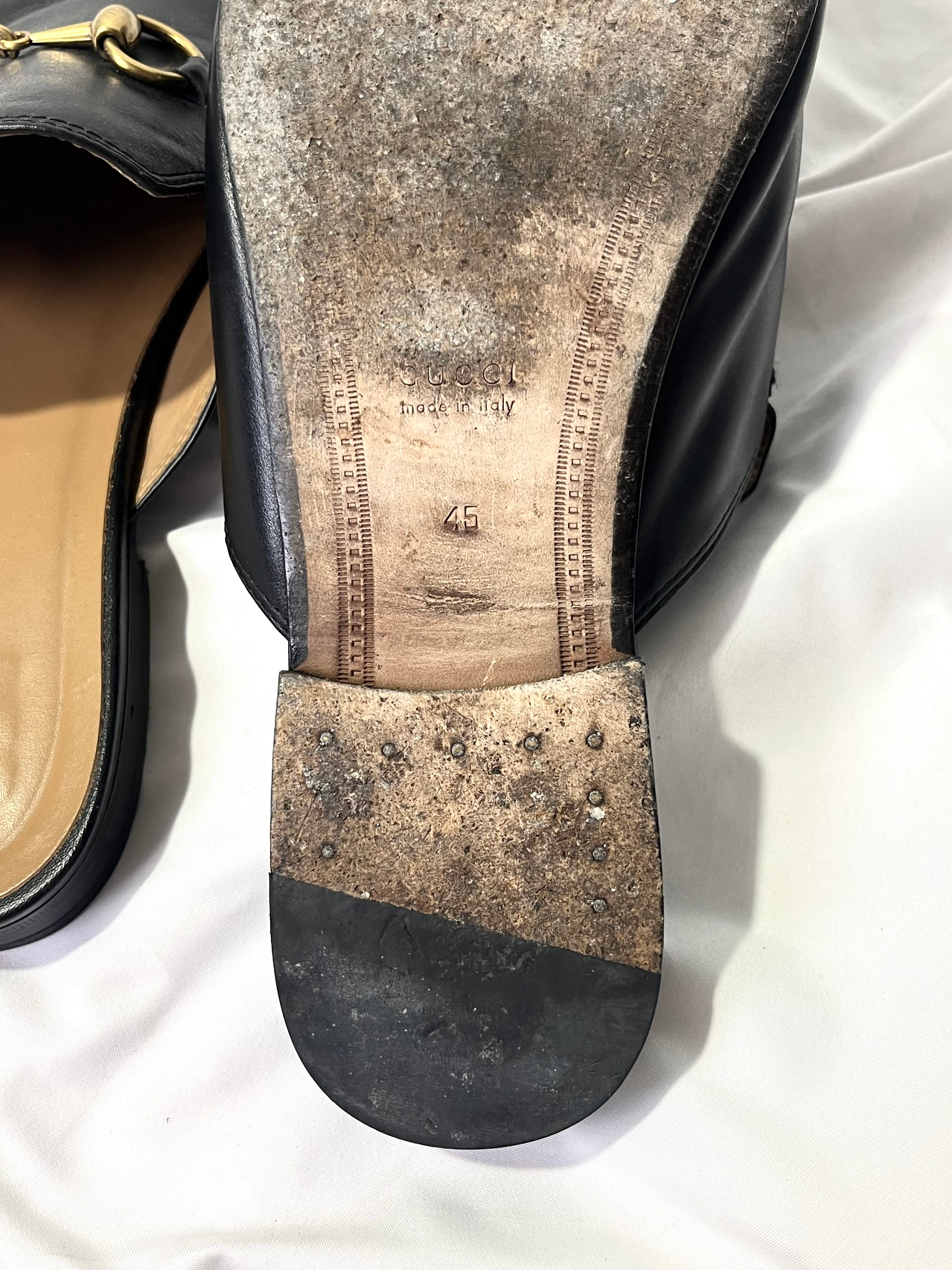 GUCCI PRINCETOWN HORSEBIT LEATHER SLIPPERS IN 45