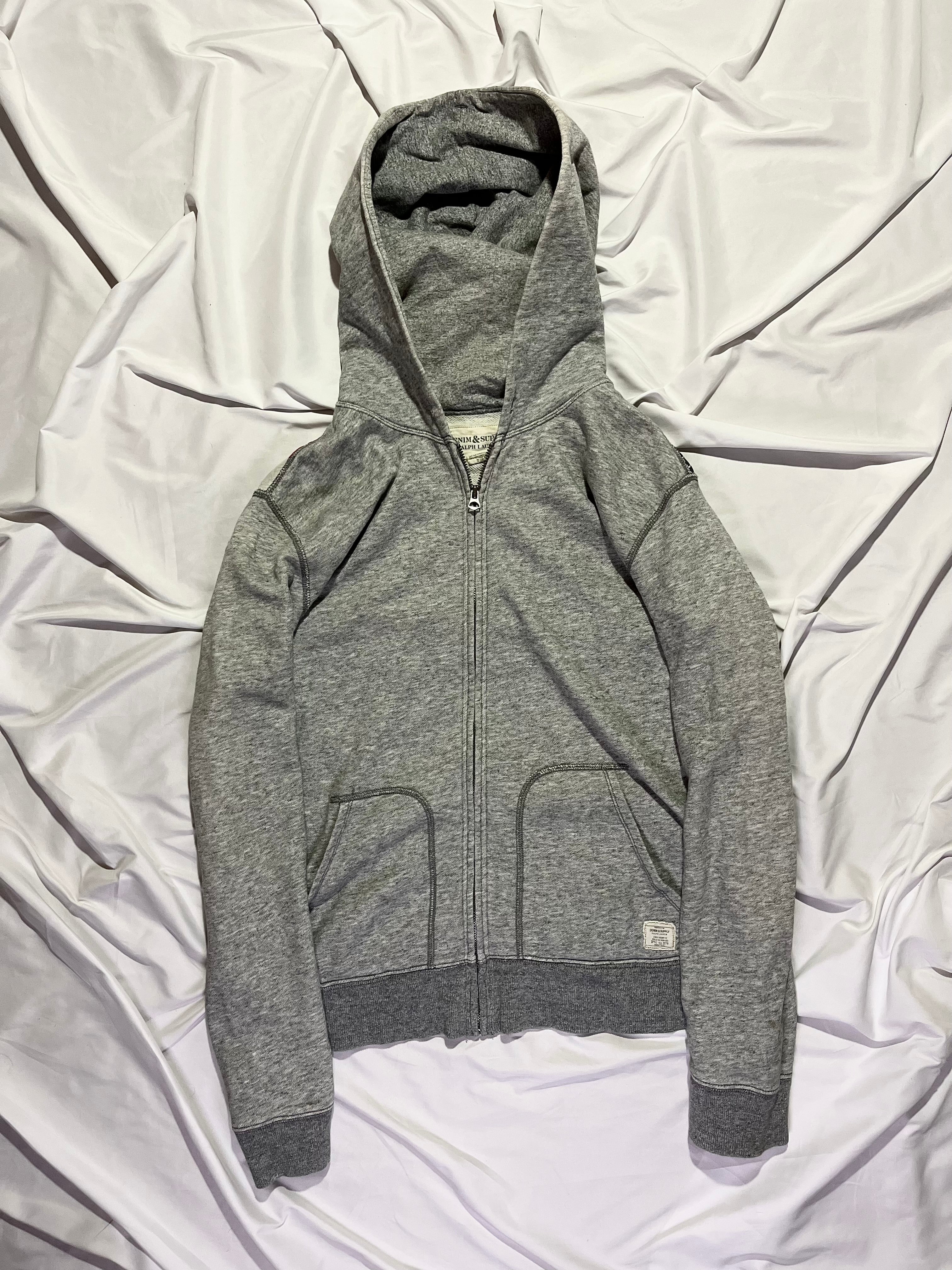RALPH LAUREN DENIM & SUPPLY US FLAG EMBROIDERED ZIP-UP HOODIE IN L