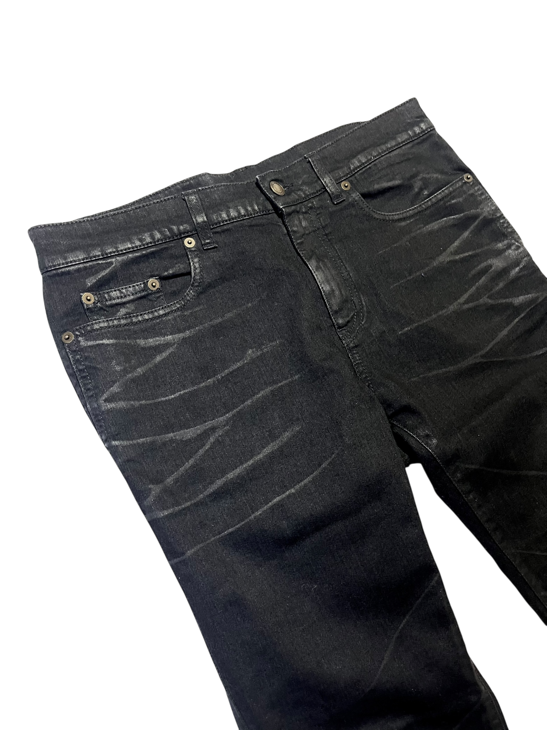 SAINT LAURENT D21 WHISKERED WAX DENIM BY HEDI SLIMANE IN W32