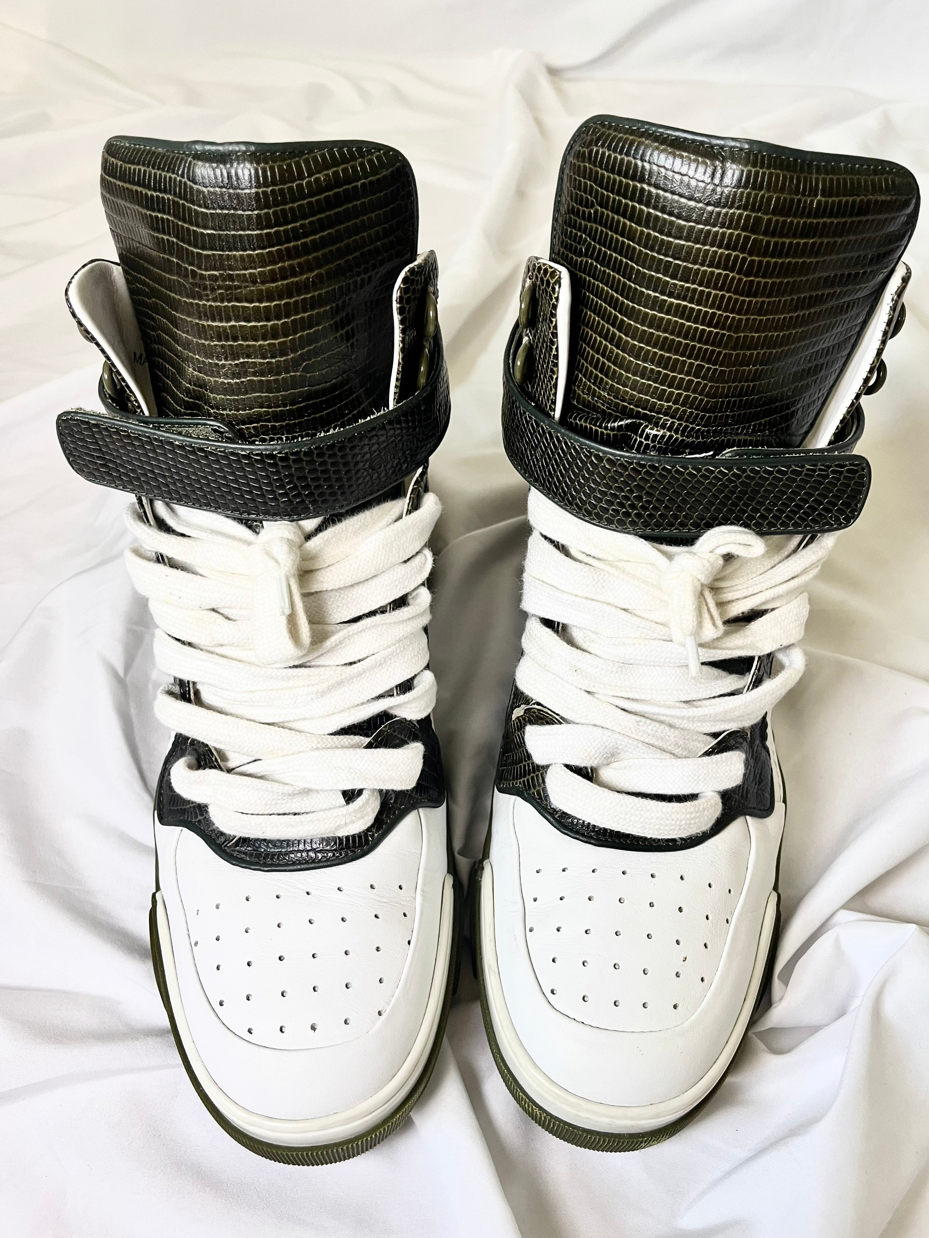GIVENCHY TYSON DARK GREEN LIZARD SKIN HI-TOP SNEAKERS IN 44