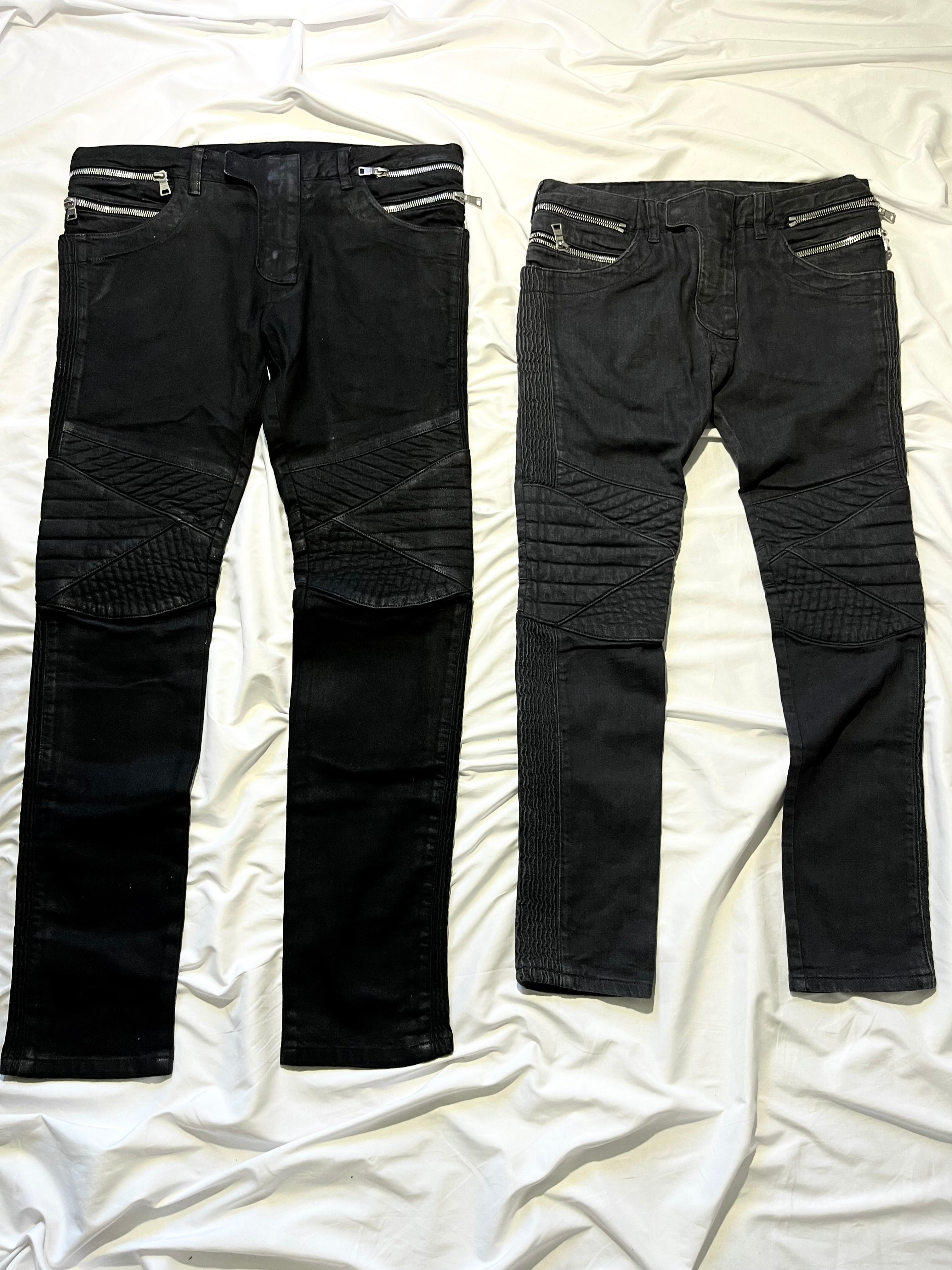 BALMAIN FW14 MULTI ZIPPER WAXED BIKER DENIM BY OLIVIER ROUSTEING
