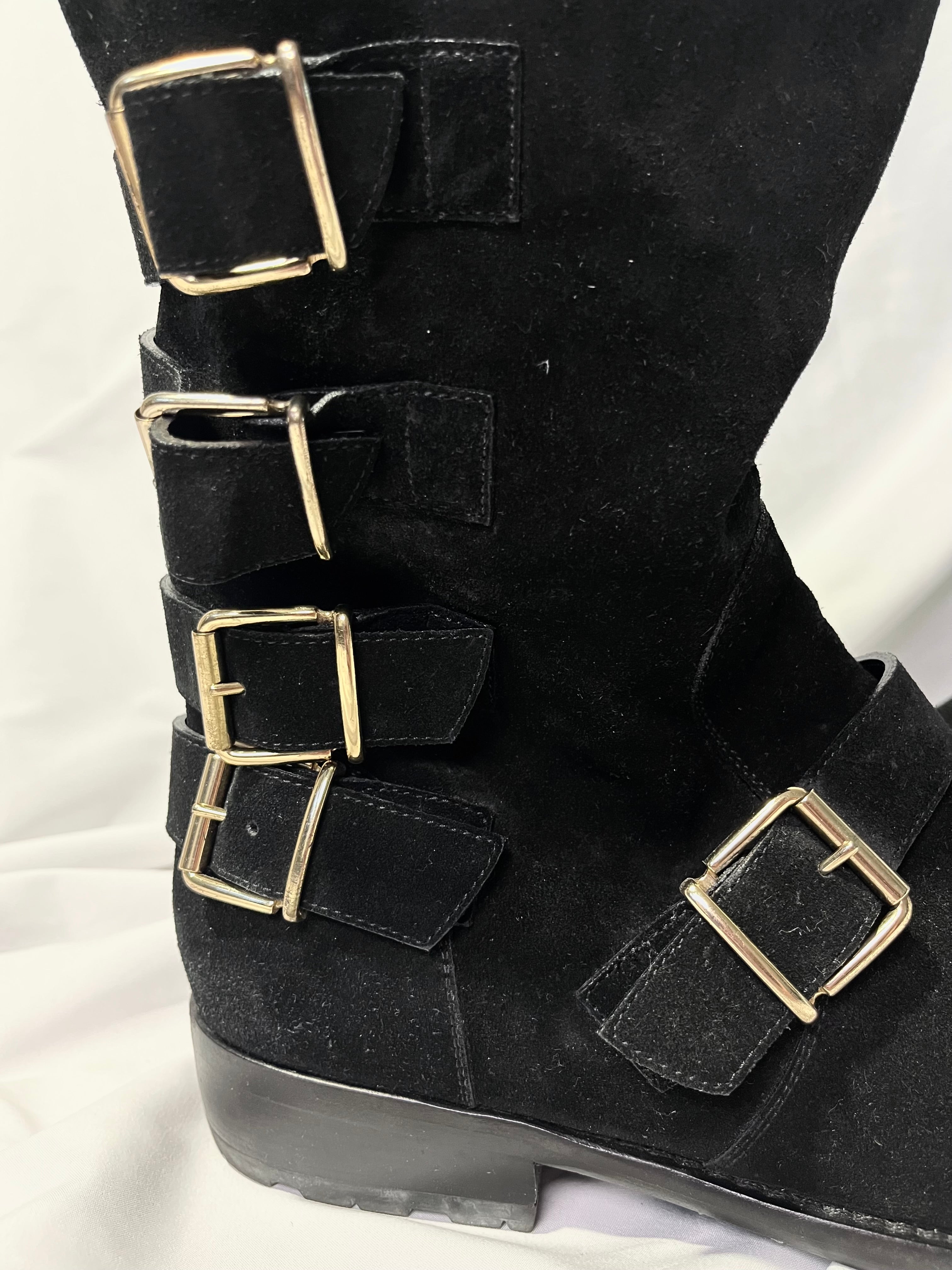 GIUSEPPE ZANOTTI FW12 ENGINEER BOOTS IN BLACK SUEDE LEATHER