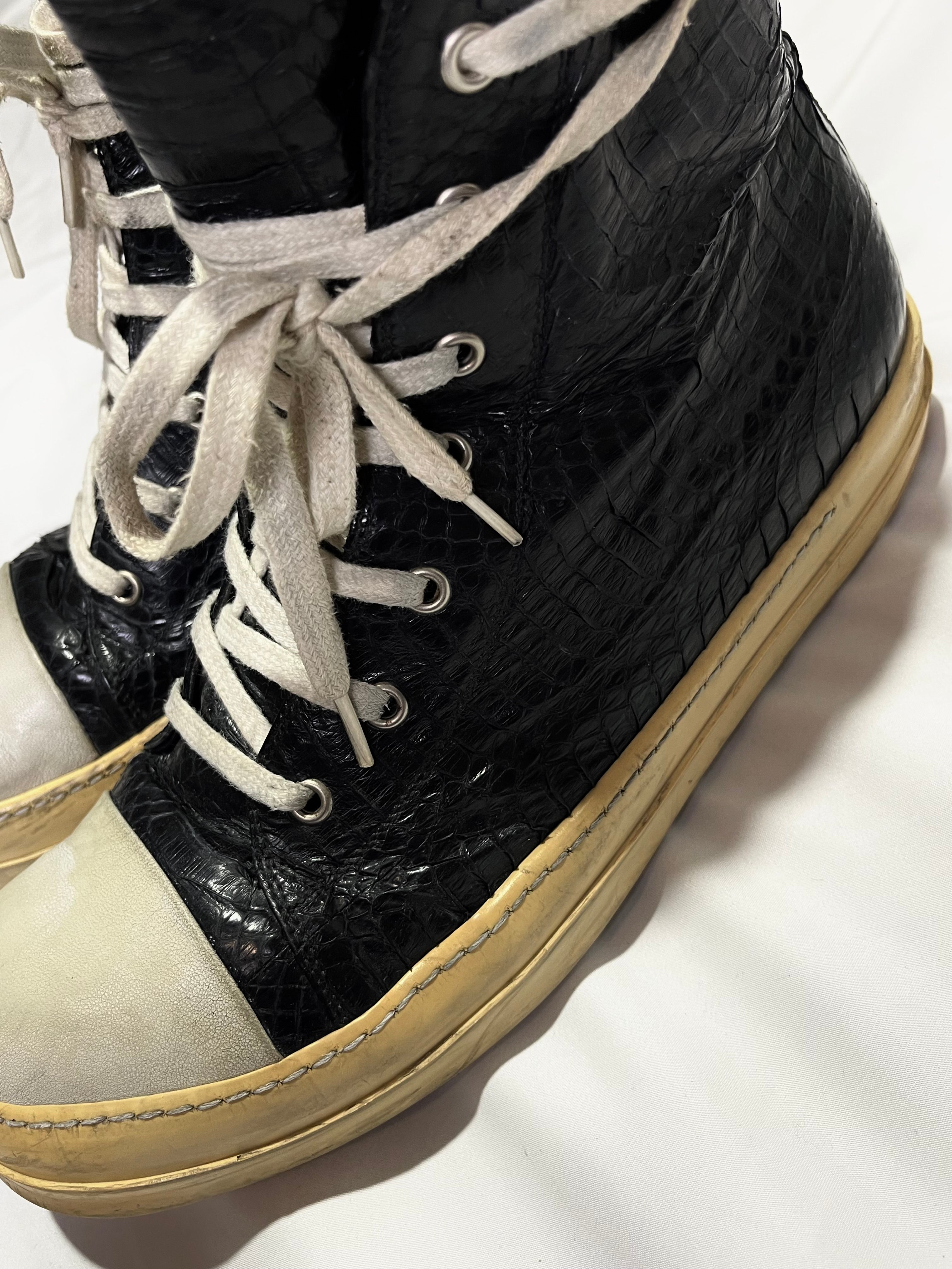 RICK OWENS 2012 PYTHON SKIN RAMONES IN BLACK/MILK