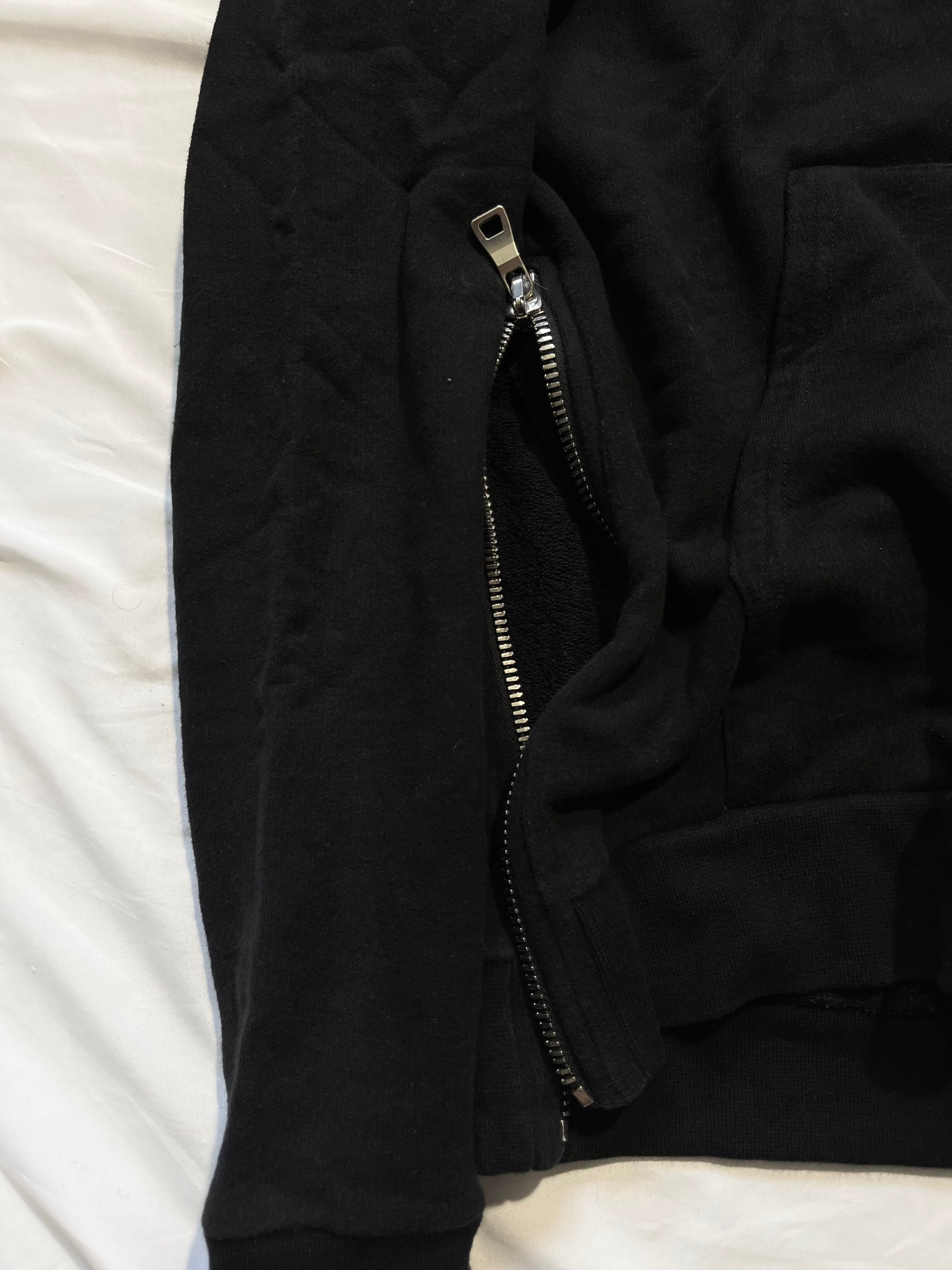 BALMAIN BLACK LATERAL ZIPPER HOODIE BY OLIVIER ROUSTEING SIZE S
