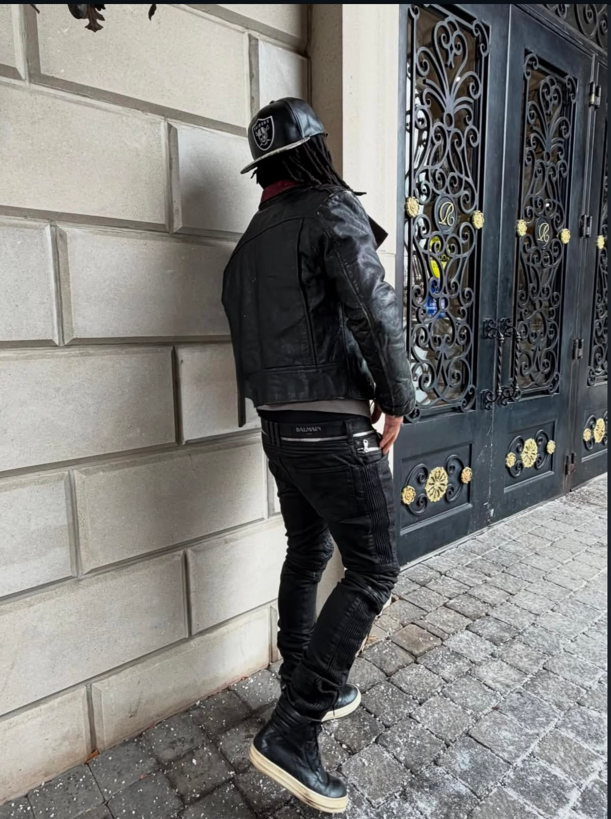 BALMAIN FW14 MULTI ZIPPER WAXED BIKER DENIM BY OLIVIER ROUSTEING