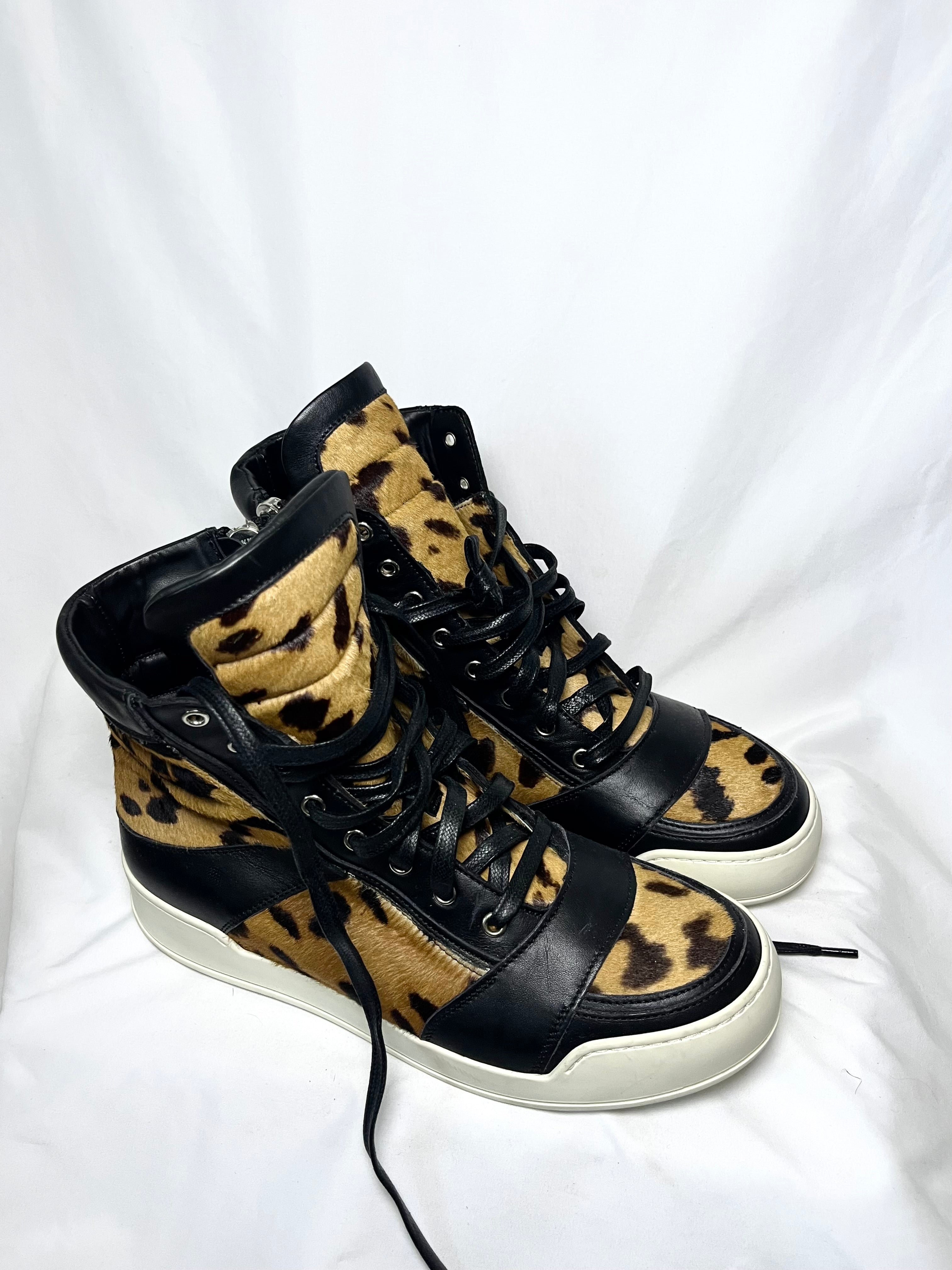 BALMAIN CHEETAH PRINT FUR DUNKS IN SIZE 42 BY OLIVIER ROUSTEING