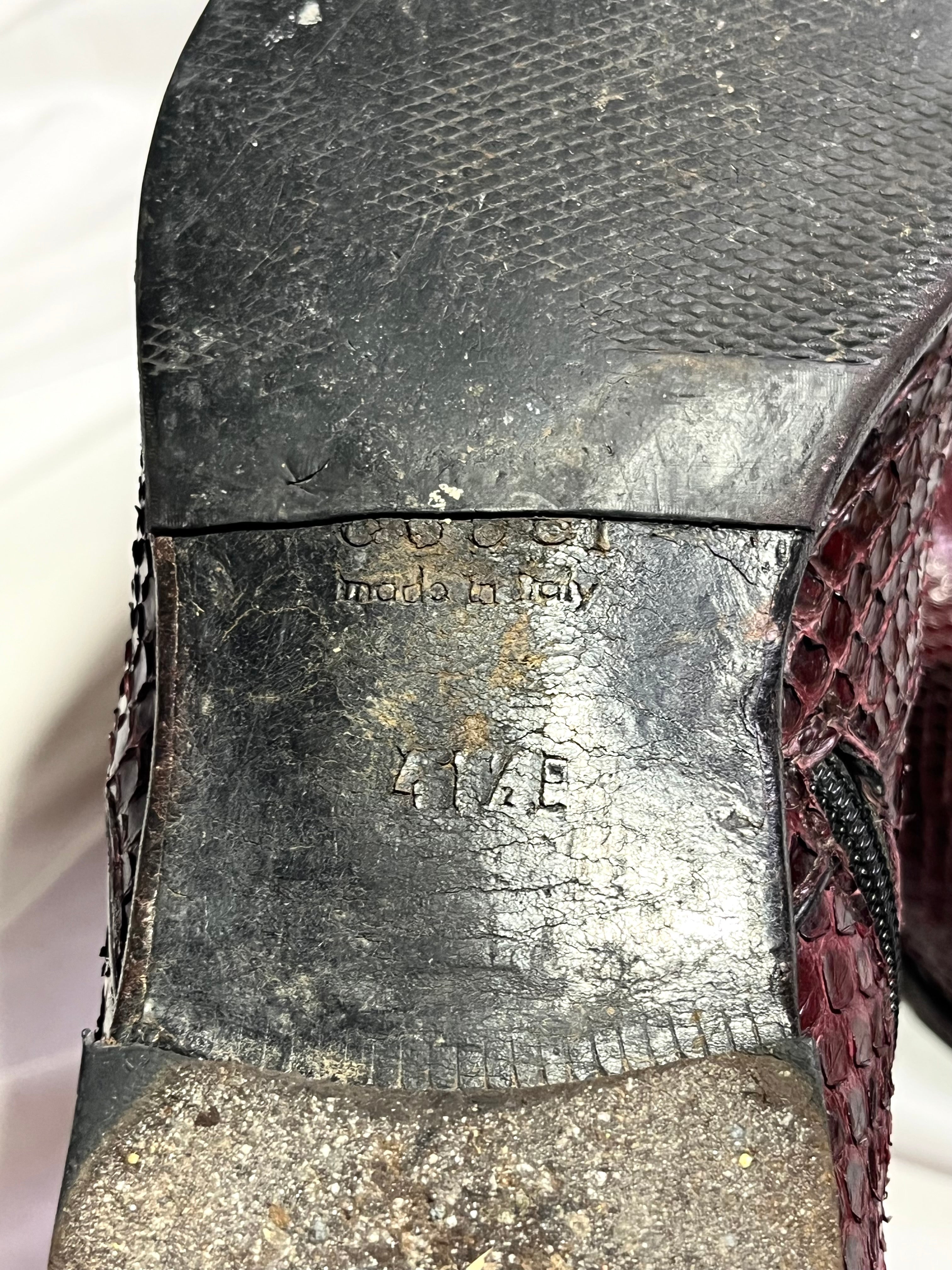 GUCCI PYTHON BURGUNDY LEATHER VINTAGE CHELSEA BOOTS