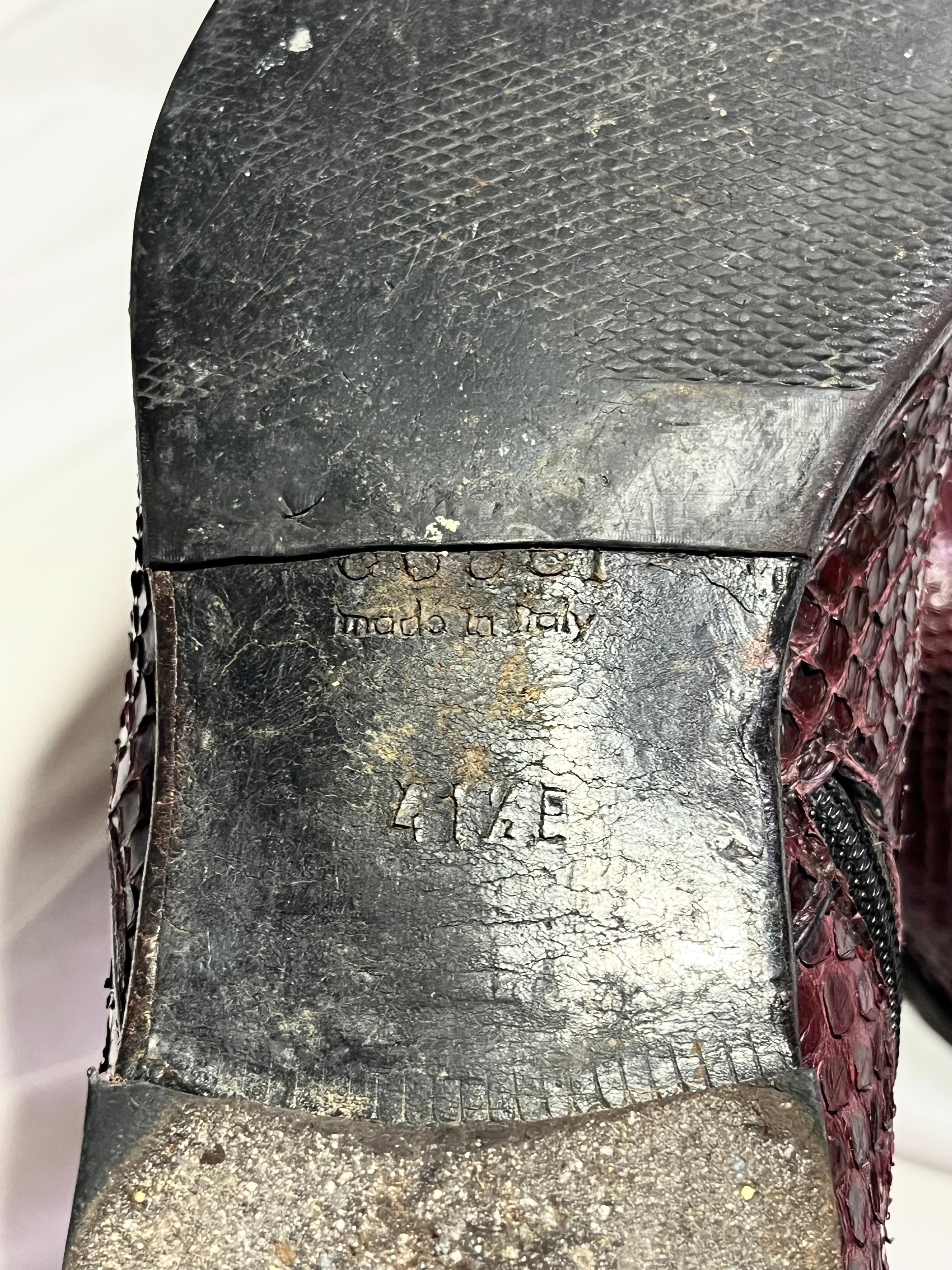 GUCCI PYTHON BURGUNDY LEATHER VINTAGE CHELSEA BOOTS