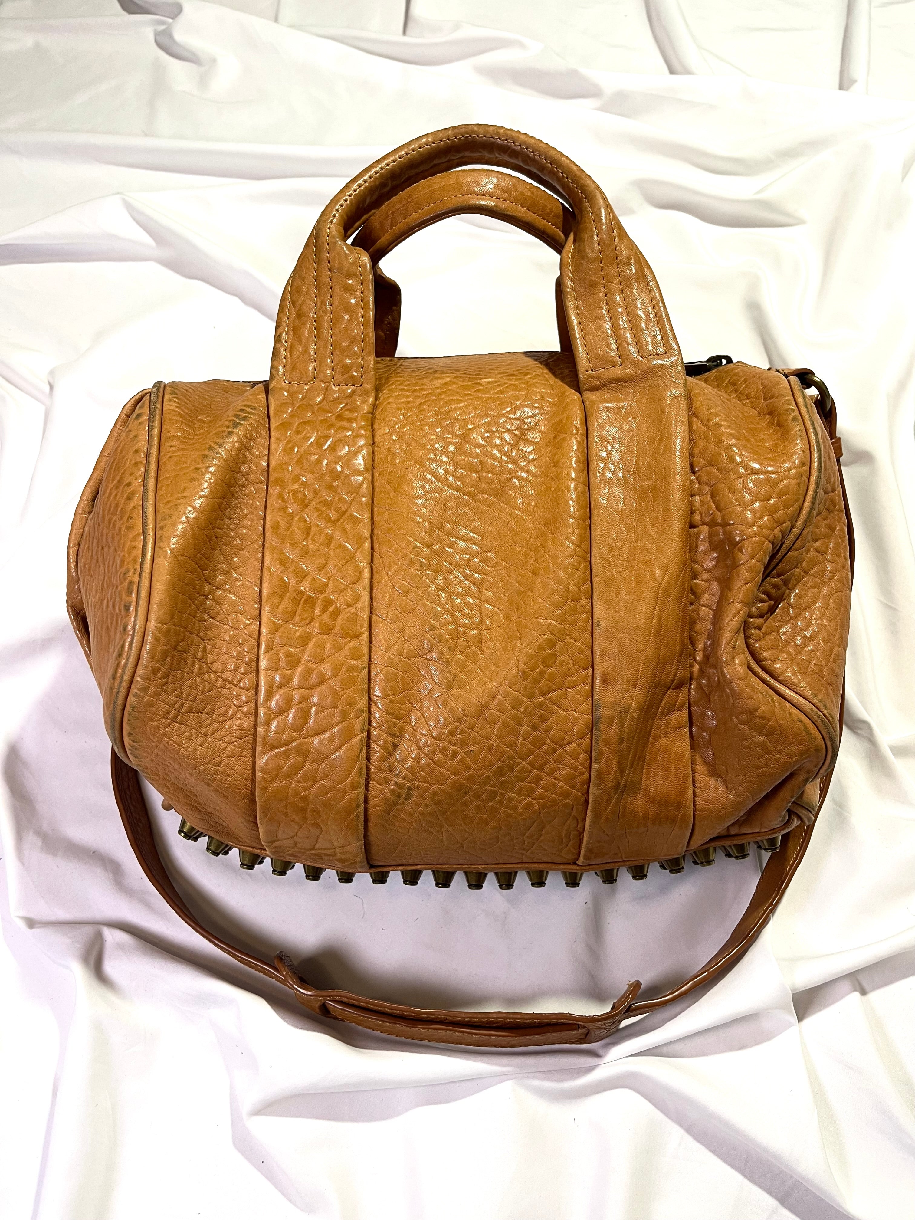 ALEXANDER WANG ROCKIE / ROCCO STUDDED COWHIDE LEATHER SHOULDER BAG IN CREAM