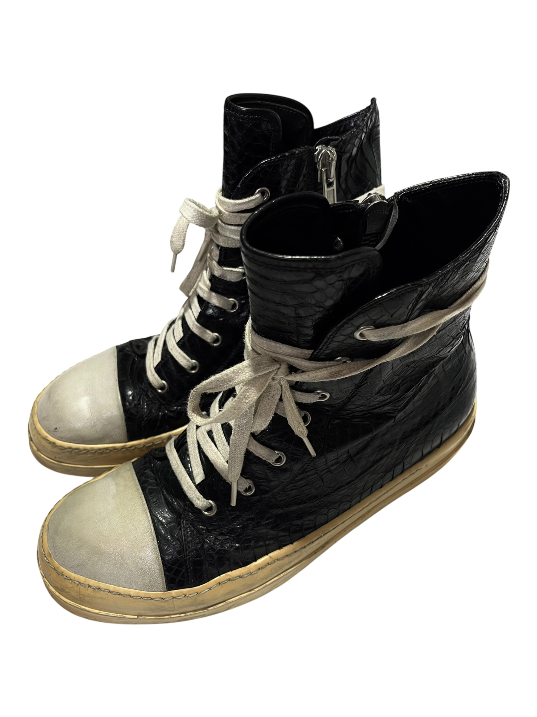 RICK OWENS 2012 PYTHON SKIN RAMONES IN BLACK/MILK