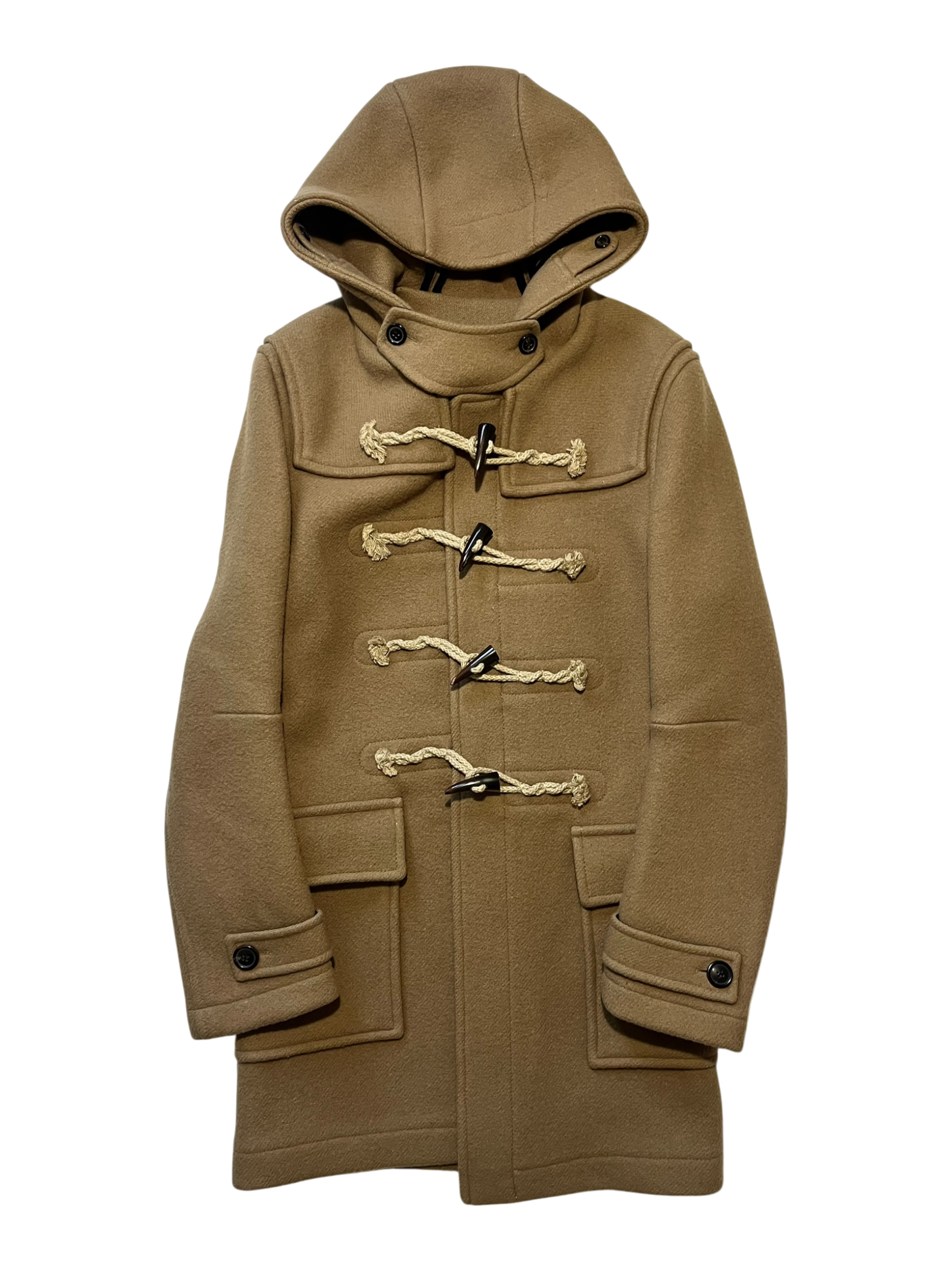 BALMAIN FW11 KHAKI WOODEN SPIKE DUFFLECOAT BY CRISTOPHE DECARNIN