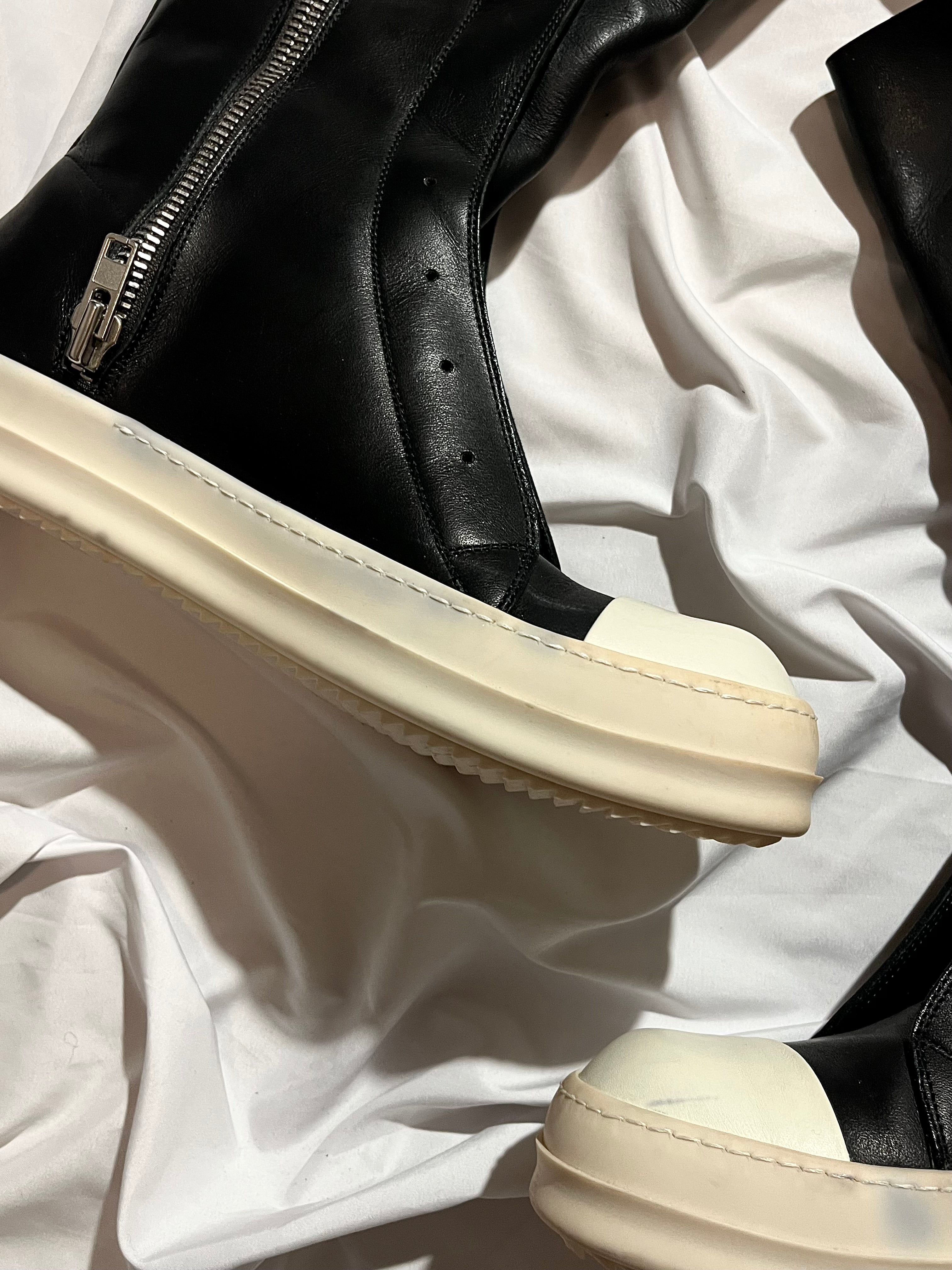 RICK OWENS SS15 'FAUN' BLACK/MILK OG LEATHER LACELESS /MOUNTAIN RAMONES