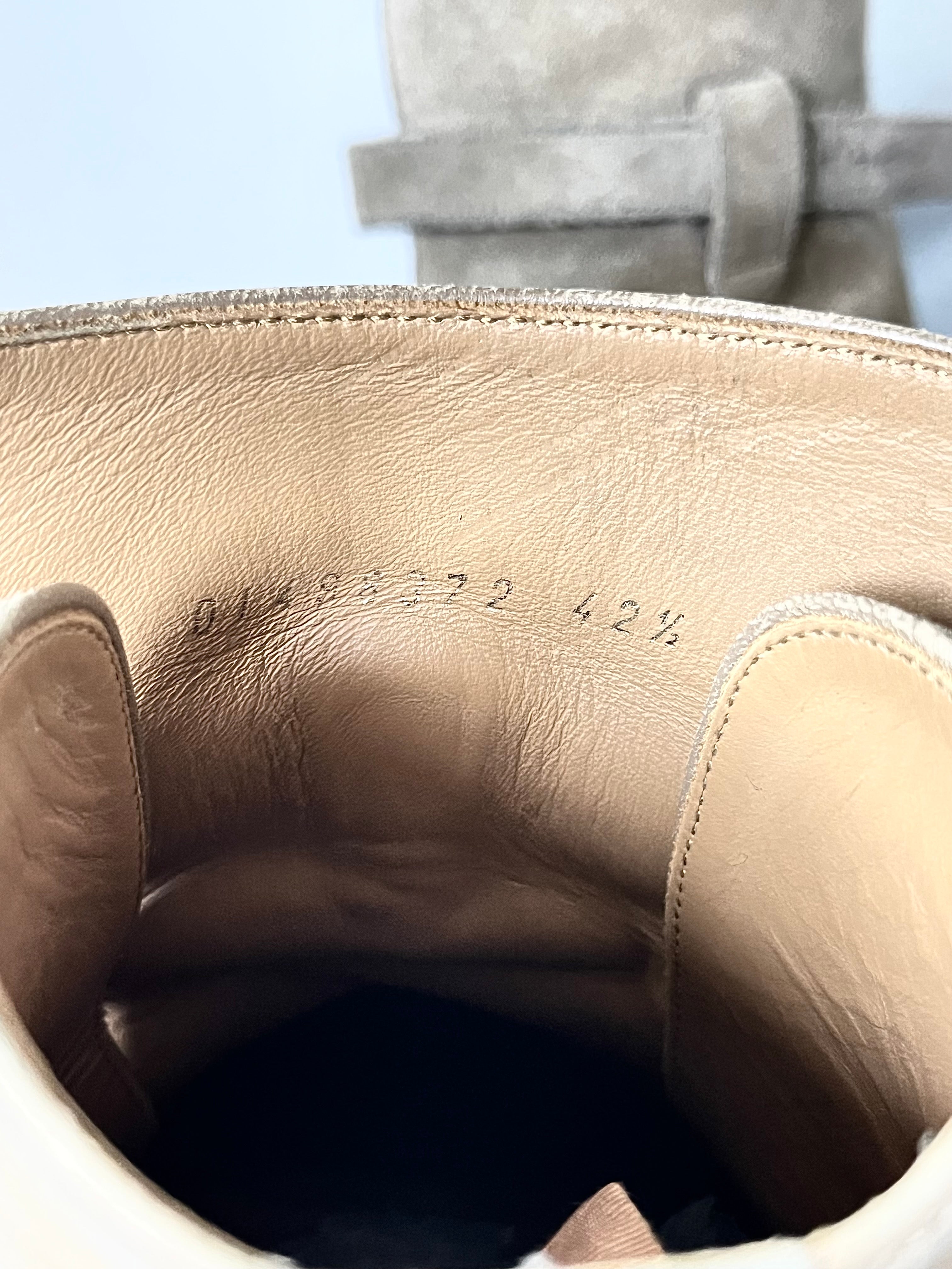 SAINT LAURENT PARIS KHAKI SUEDE LEATHER "JODHPUR" STRAP BOOTS IN 42