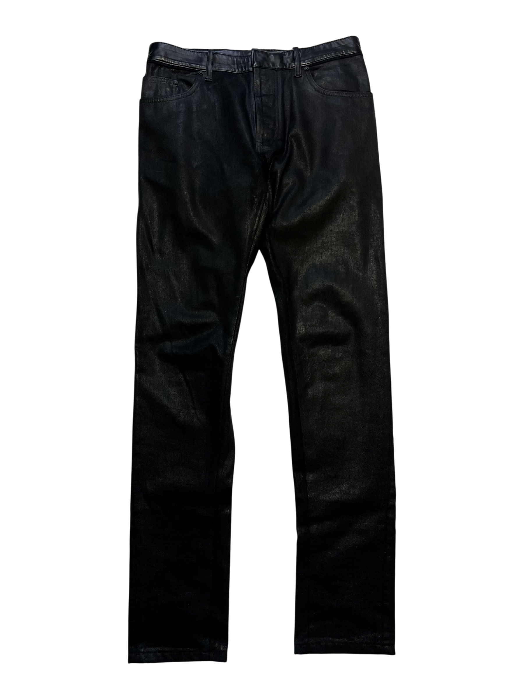 BALENCIAGA CUMMERBUND LEATHER WAISTBAND WAXED DENIM BY ALEXANDER WANG