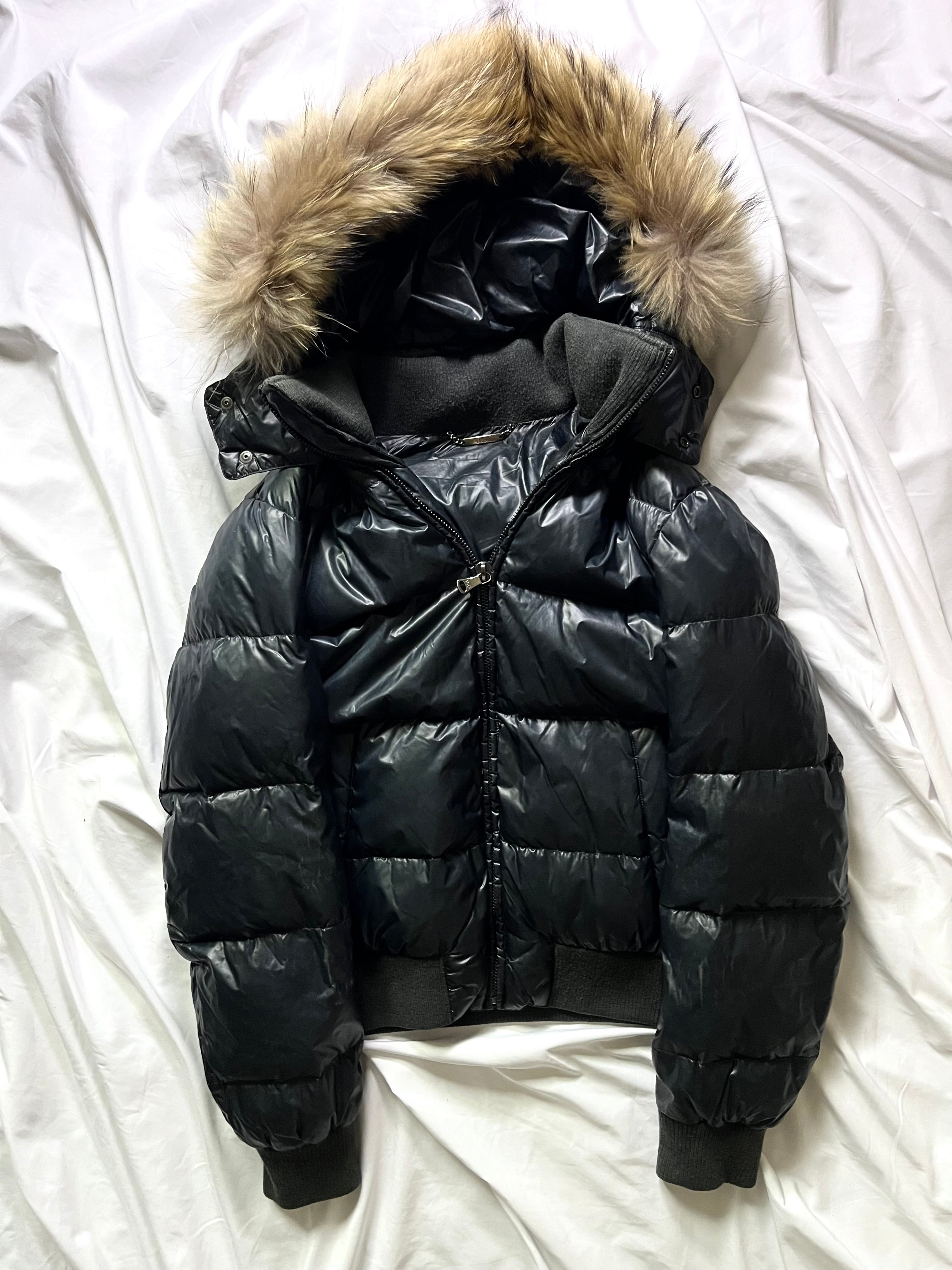 DOLCE & GABBANA PETROL REAL FUR PUFFER DOWN JACKET