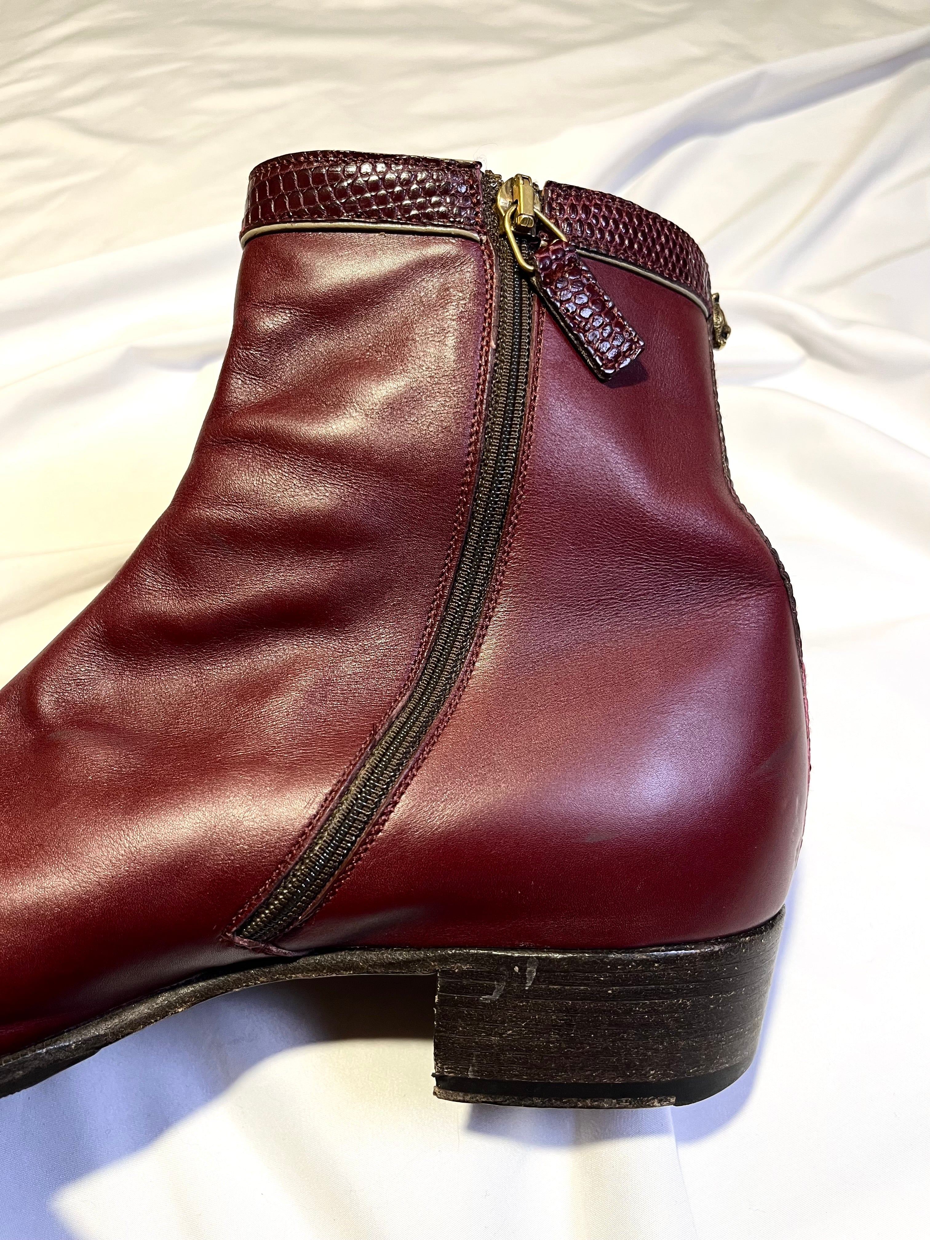 GUCCI DRAGON EMBROIDERED CHELSEA BOOTS WITH LIZARD SKIN TIPS