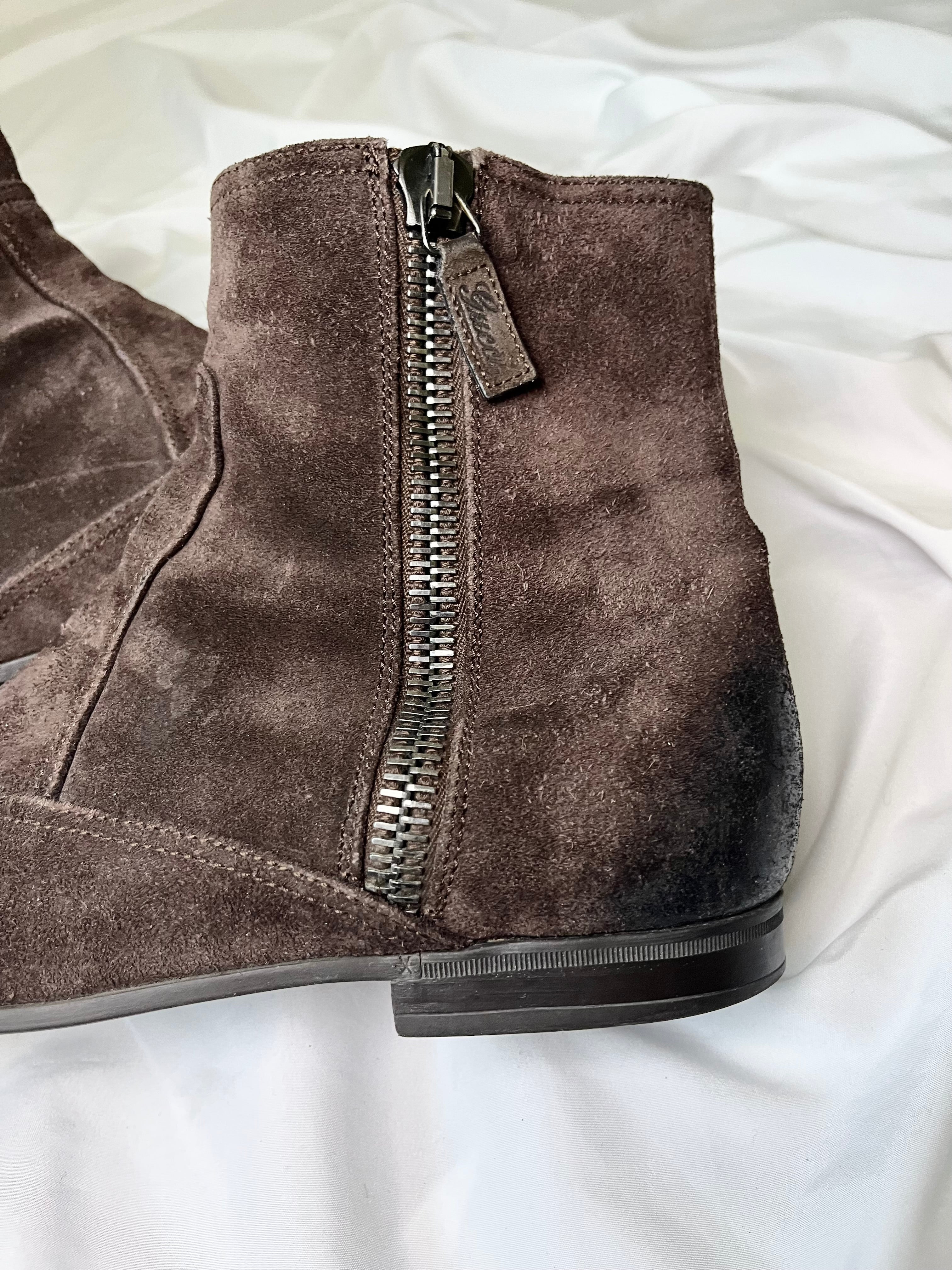 GUCCI BURGUNDY SUEDE LEATHER VINTAGE CHELSEA BOOTS