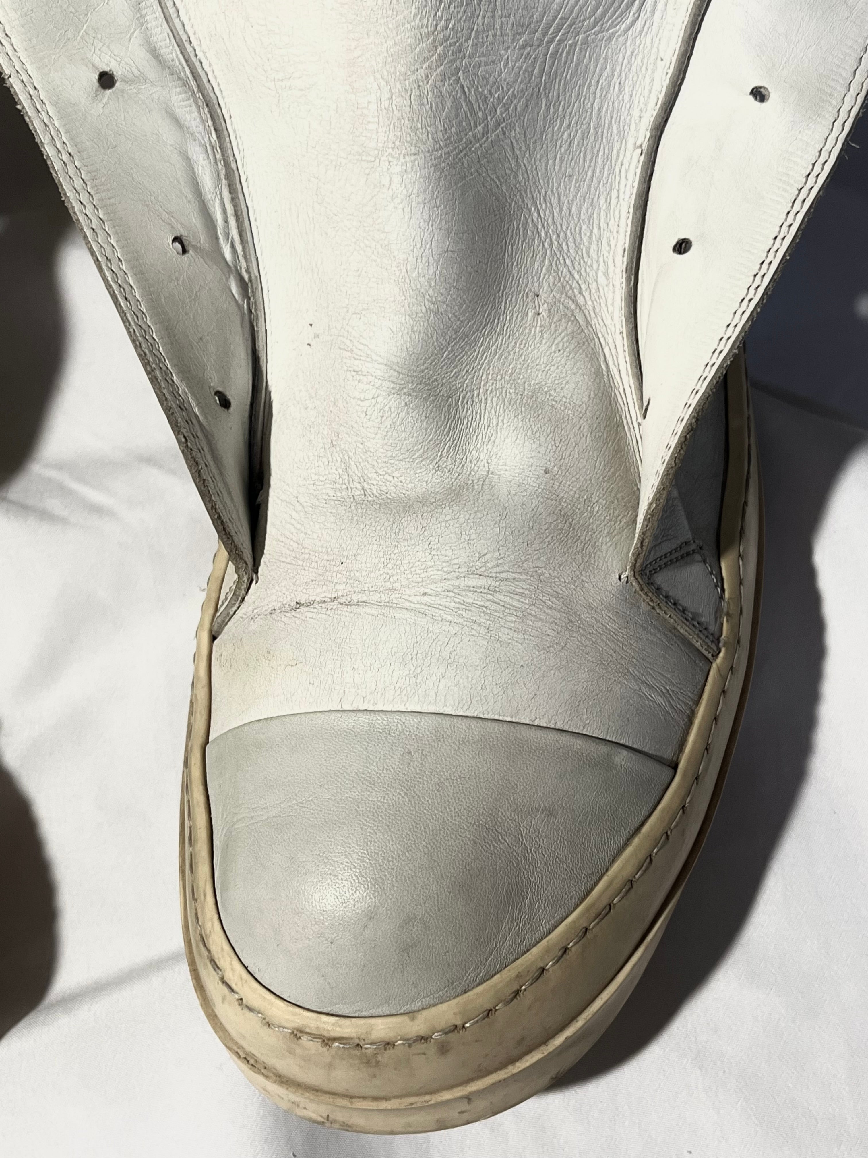 RICK OWENS WHITE/MILK LEATHER LACELESS /MOUNTAIN RAMONES