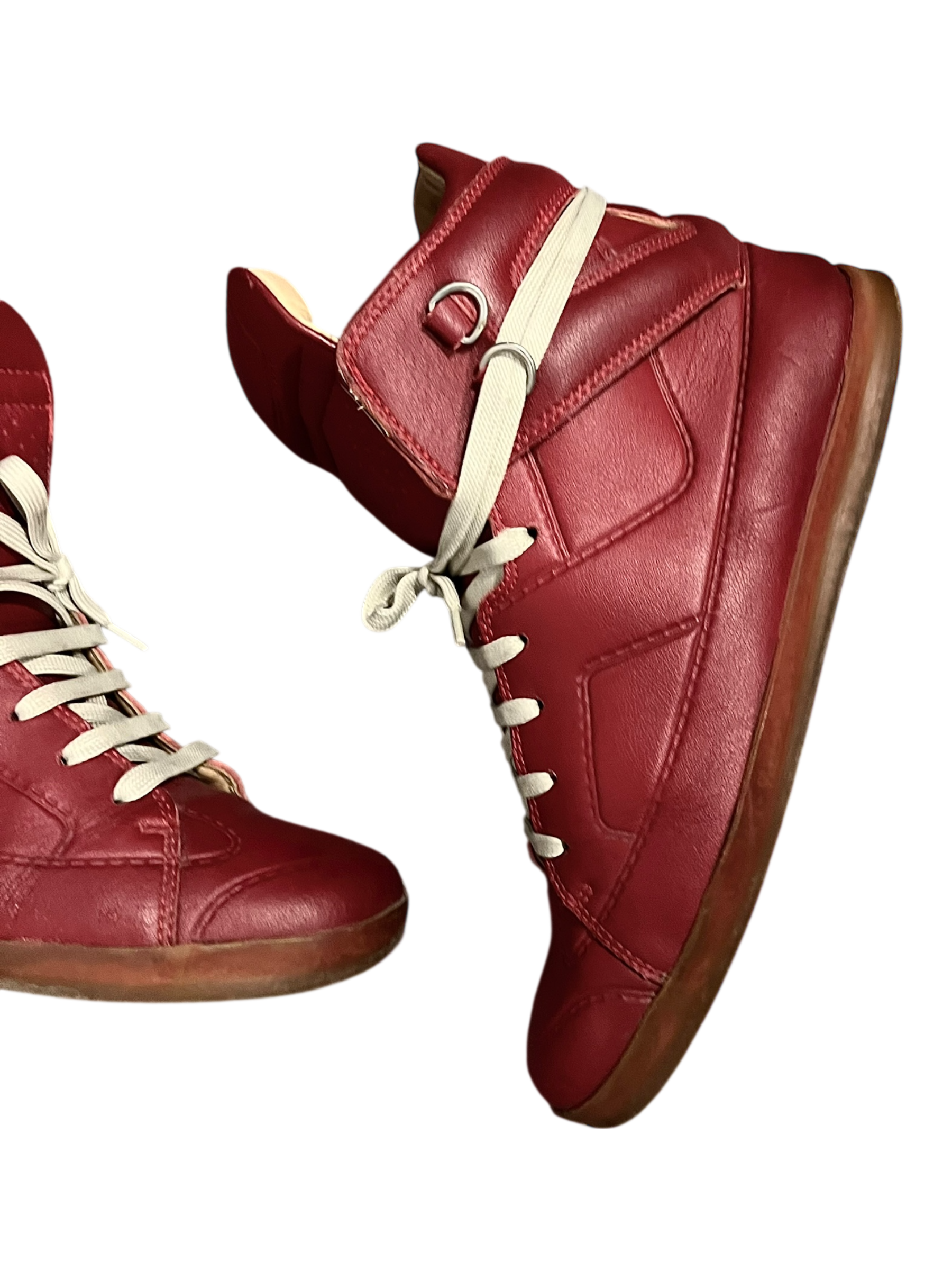 MAISON MARTIN MARGIELA X H&M HIGH TOP SNEAKER RED/GUM LEATHER HIGH TOP SNEAKERS IN 41