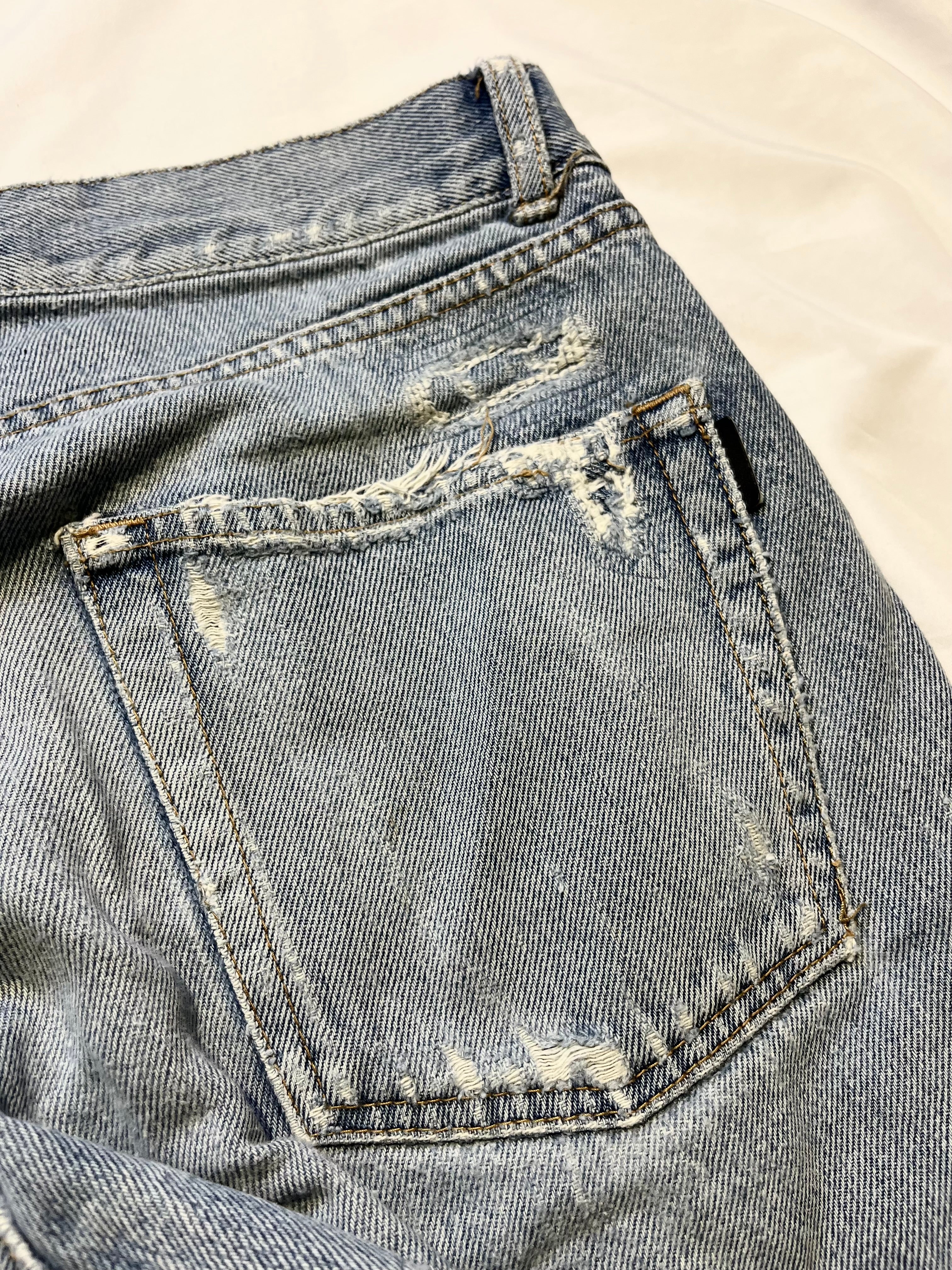 SAINT LAURENT FW19 D18 PAISLEY BANDANA DENIM BY ANTHONY VACCARELLO IN W32