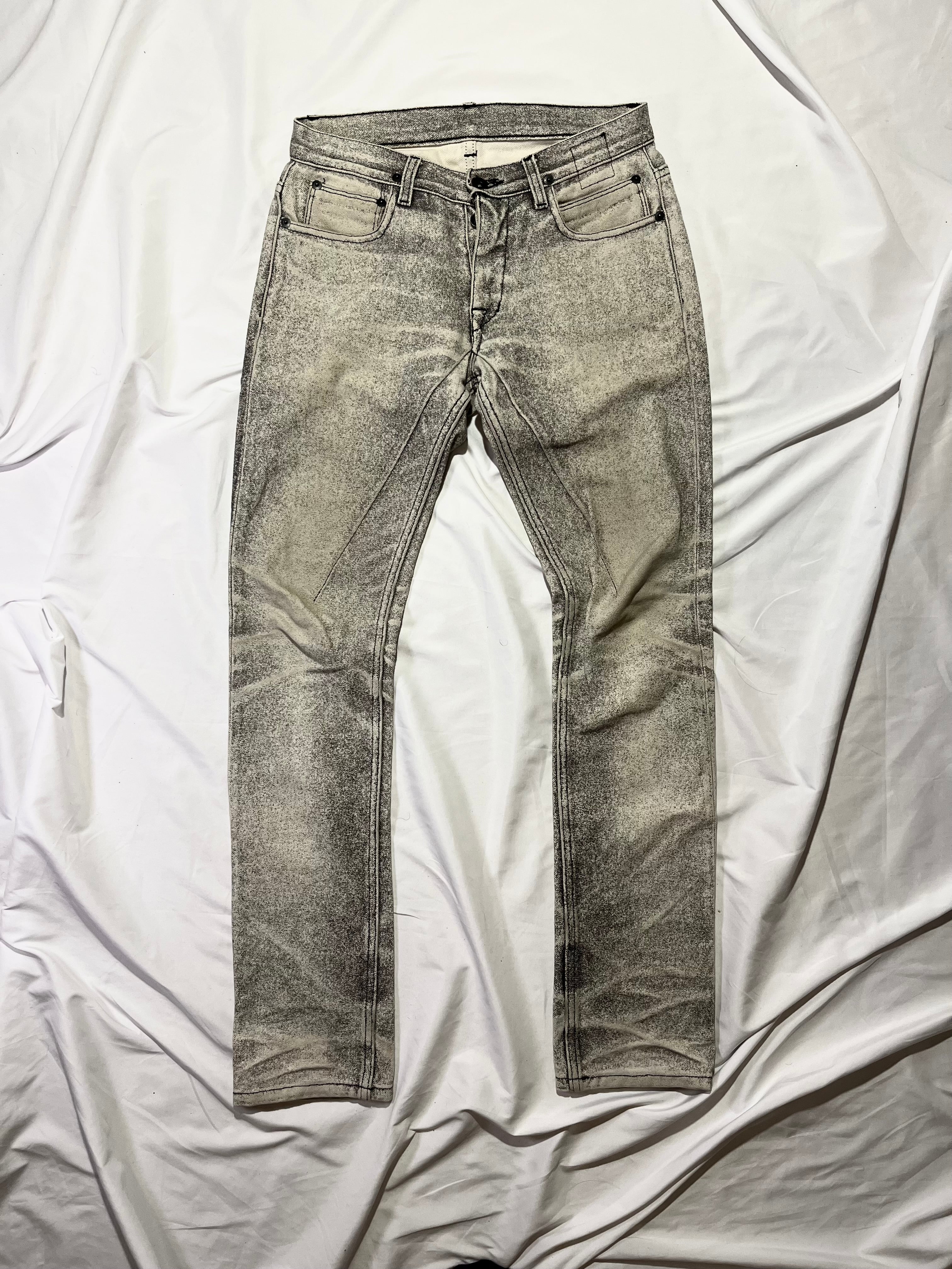 RICK OWENS O&M 2016 DRKSHDW PAINTED DETROIT CUT DENIM IN W28