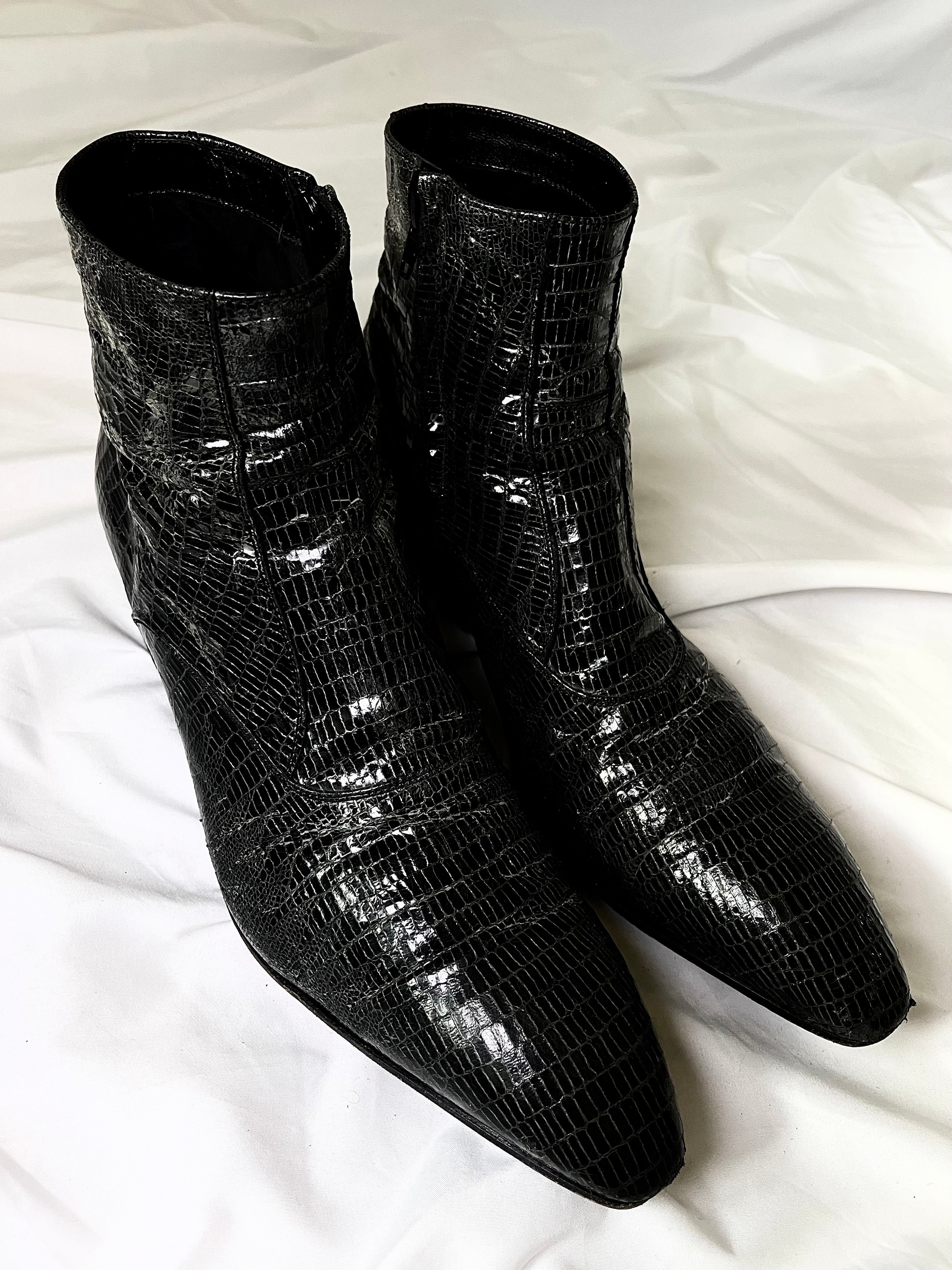GIANNI BARBATO VINTAGE LIZARD SKIN POINTY CHELSEA BOOTS