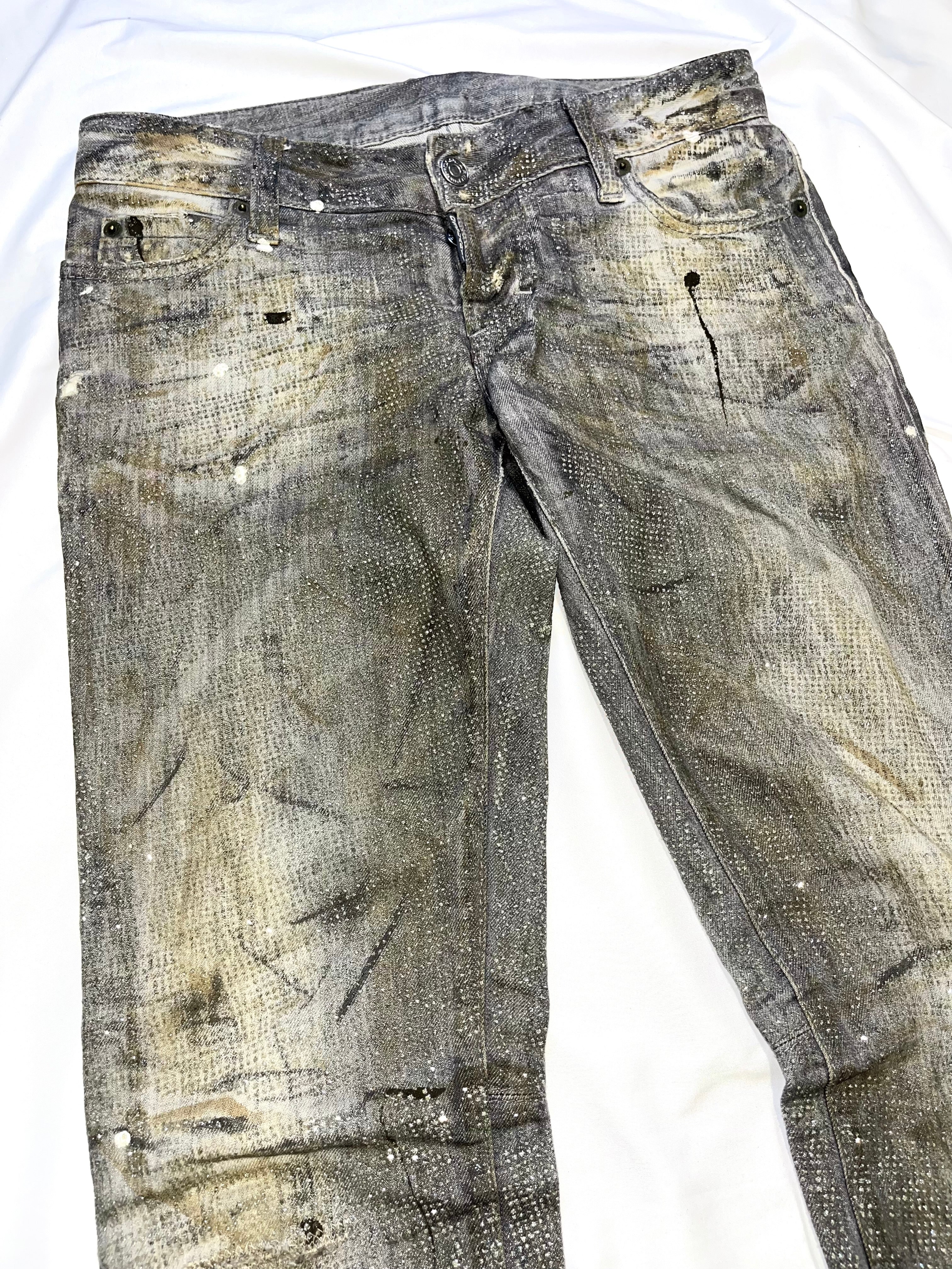DSQUARED2 FW10 MUDDY GLITTER JEANS IN GRAY SIZE 40 EU