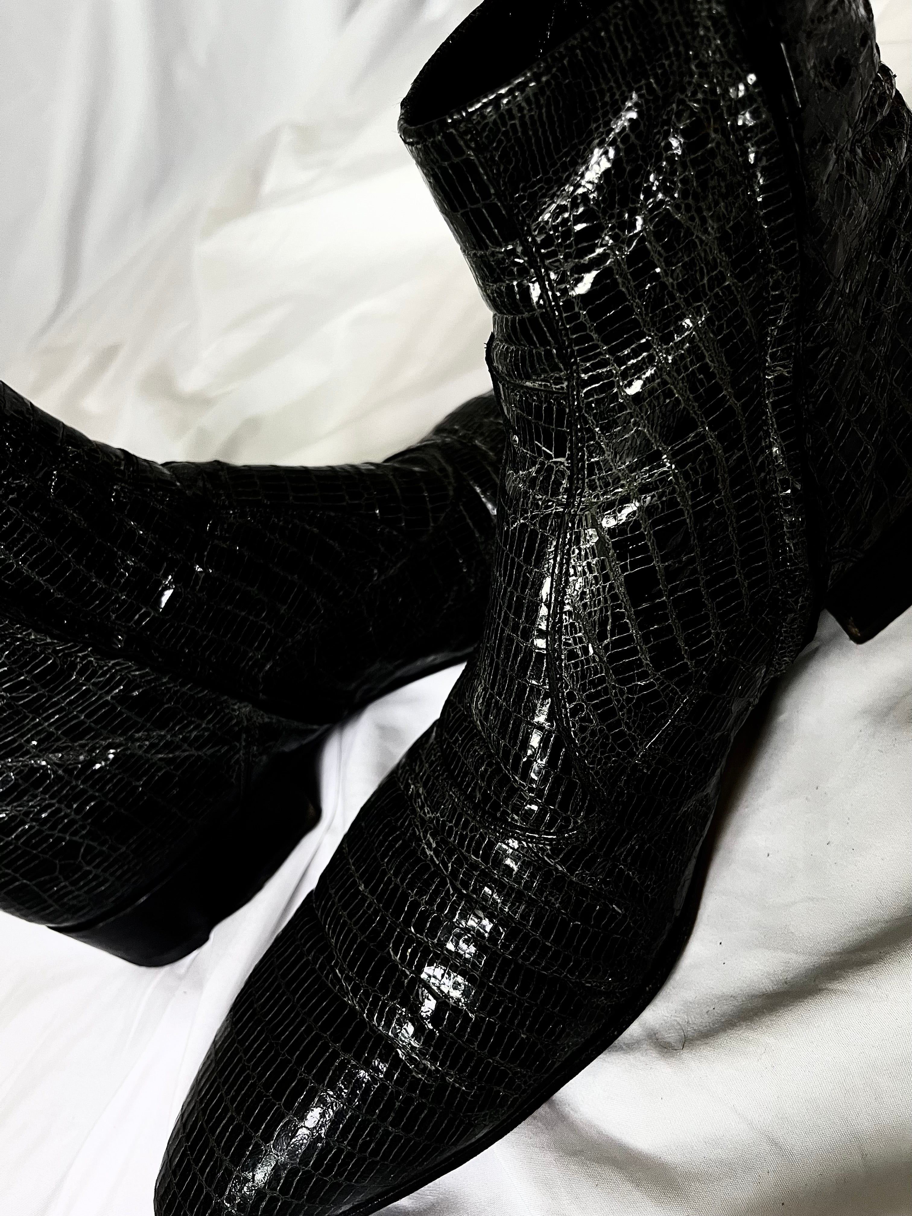 GIANNI BARBATO VINTAGE LIZARD SKIN POINTY CHELSEA BOOTS