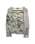 BALMAIN SS11 GRAY SHOTGUN DISTRESSED CHAINMAIL SWEATSHIRT BY CRISTOPHE DECARNIN SIZE 40