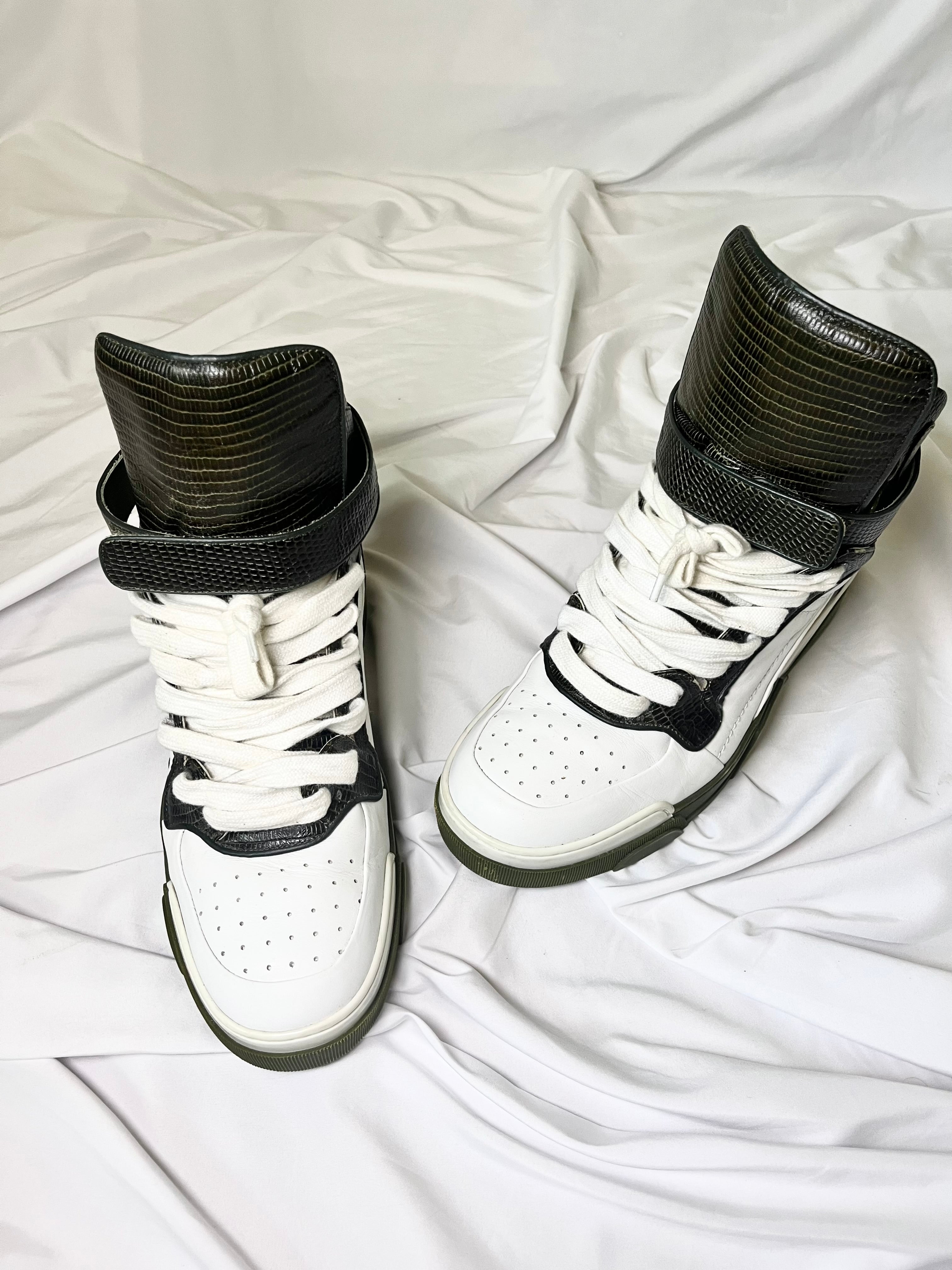 GIVENCHY TYSON DARK GREEN LIZARD SKIN HI-TOP SNEAKERS IN 44