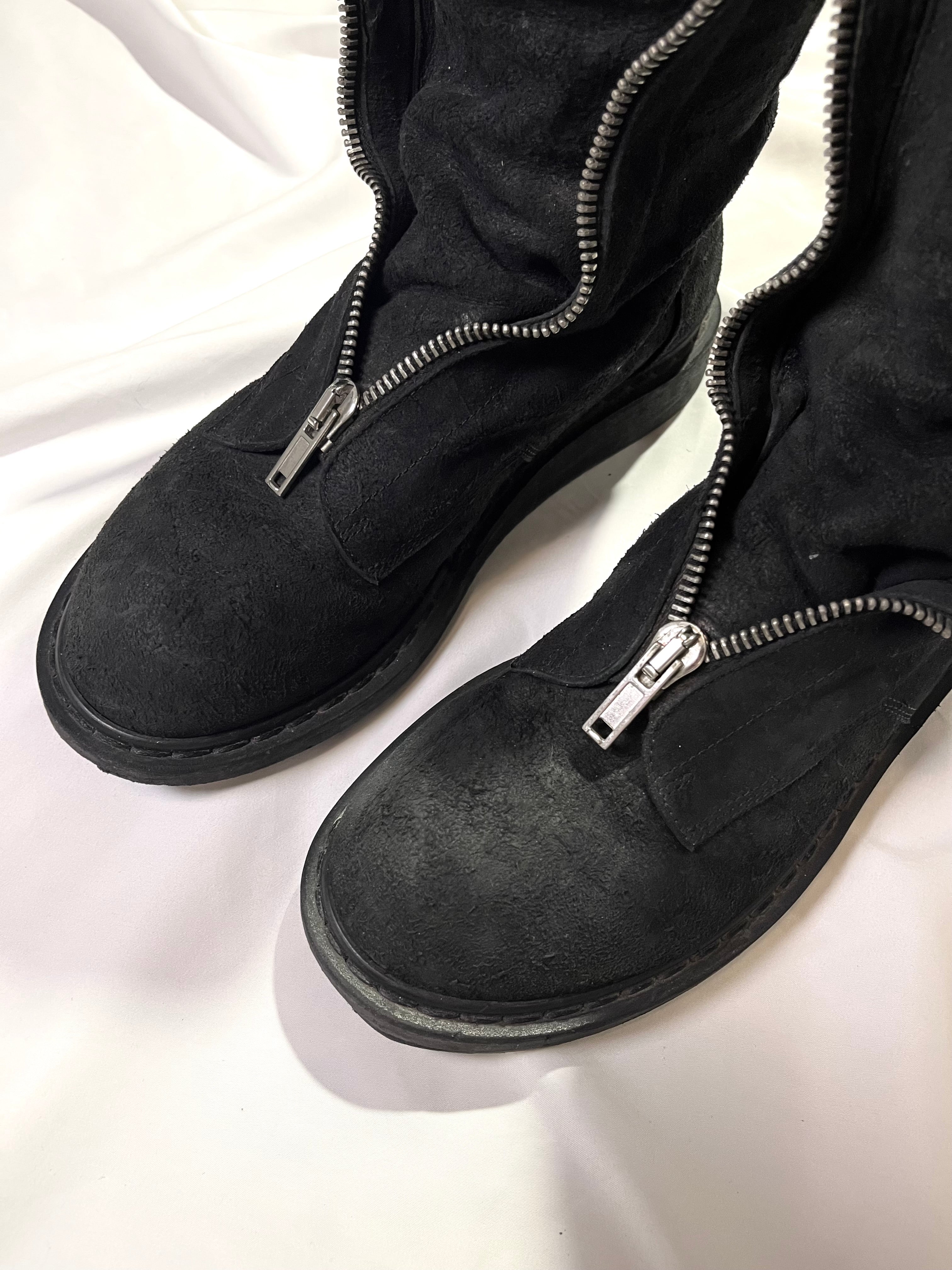 RICK OWENS FW11 'LIMO' MOHAWK FRONT ZIPPER BLISTERED LEATHER BOOTS