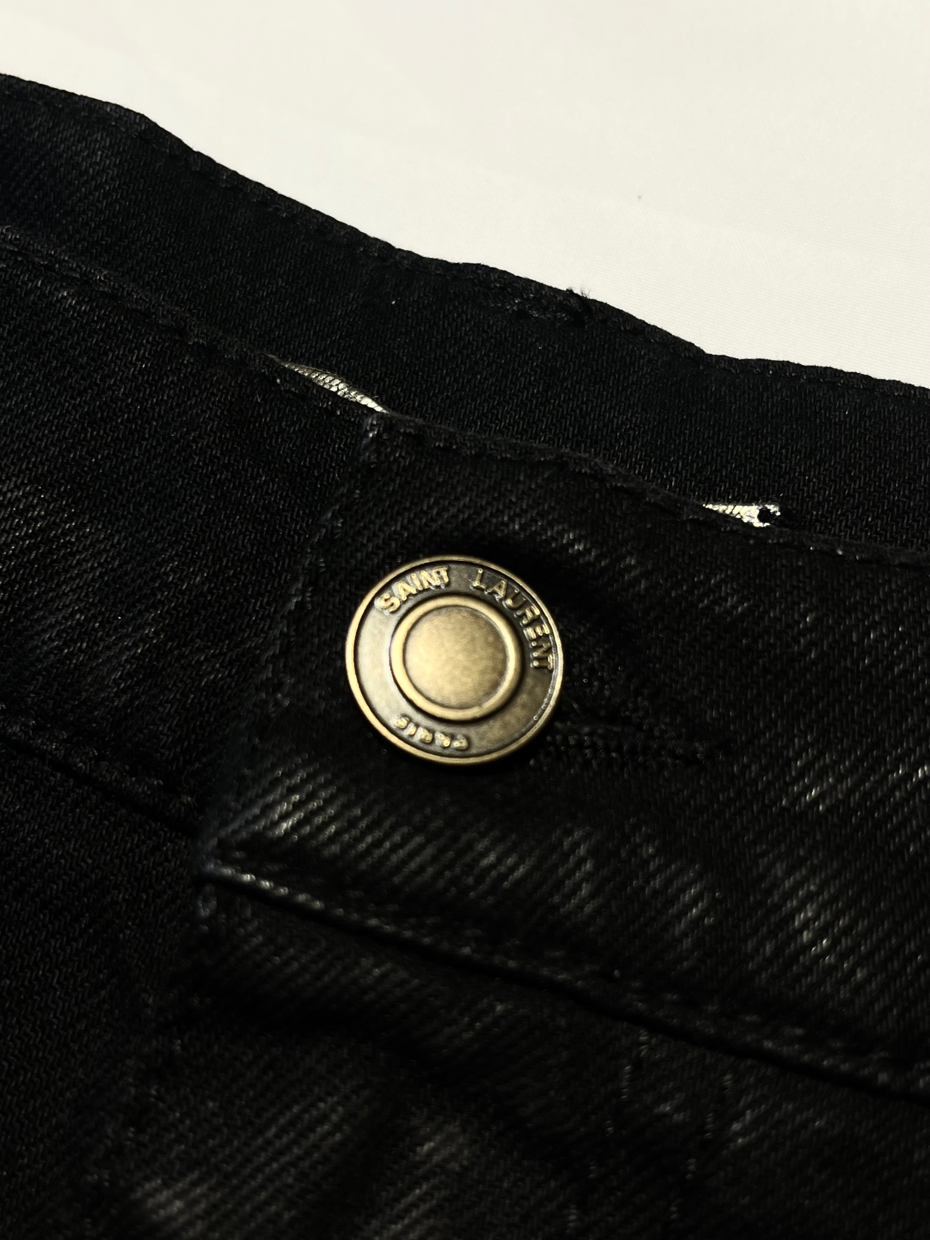 SAINT LAURENT D21 WHISKERED WAX DENIM BY HEDI SLIMANE IN W32