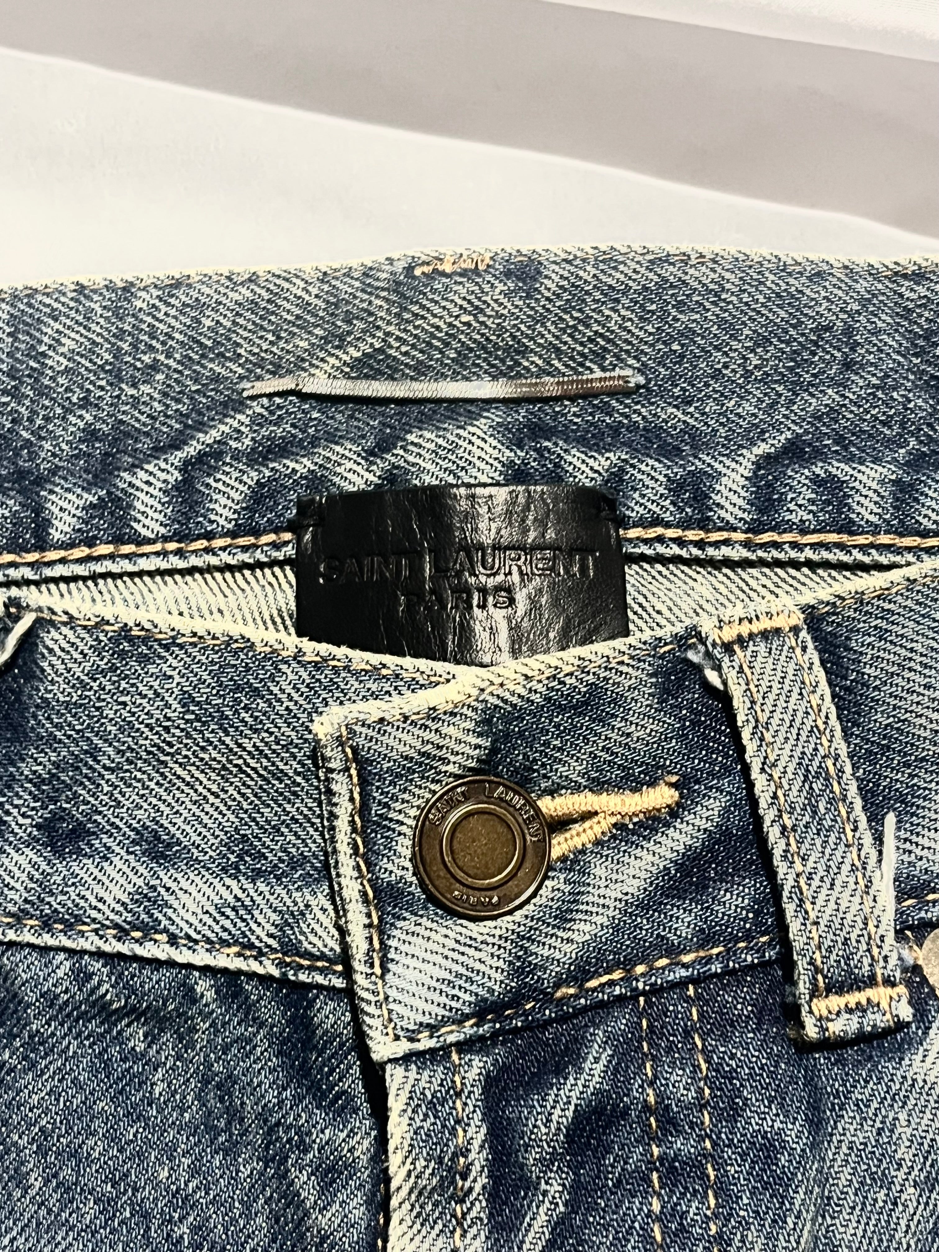 SAINT LAURENT FW19 D18 PAISLEY BANDANA DENIM BY ANTHONY VACCARELLO IN W30