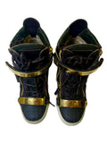 GIUSEPPE ZANOTTI “COBY” WEDGE SNEAKERS SNAKESKIN GREEN/GOLD
