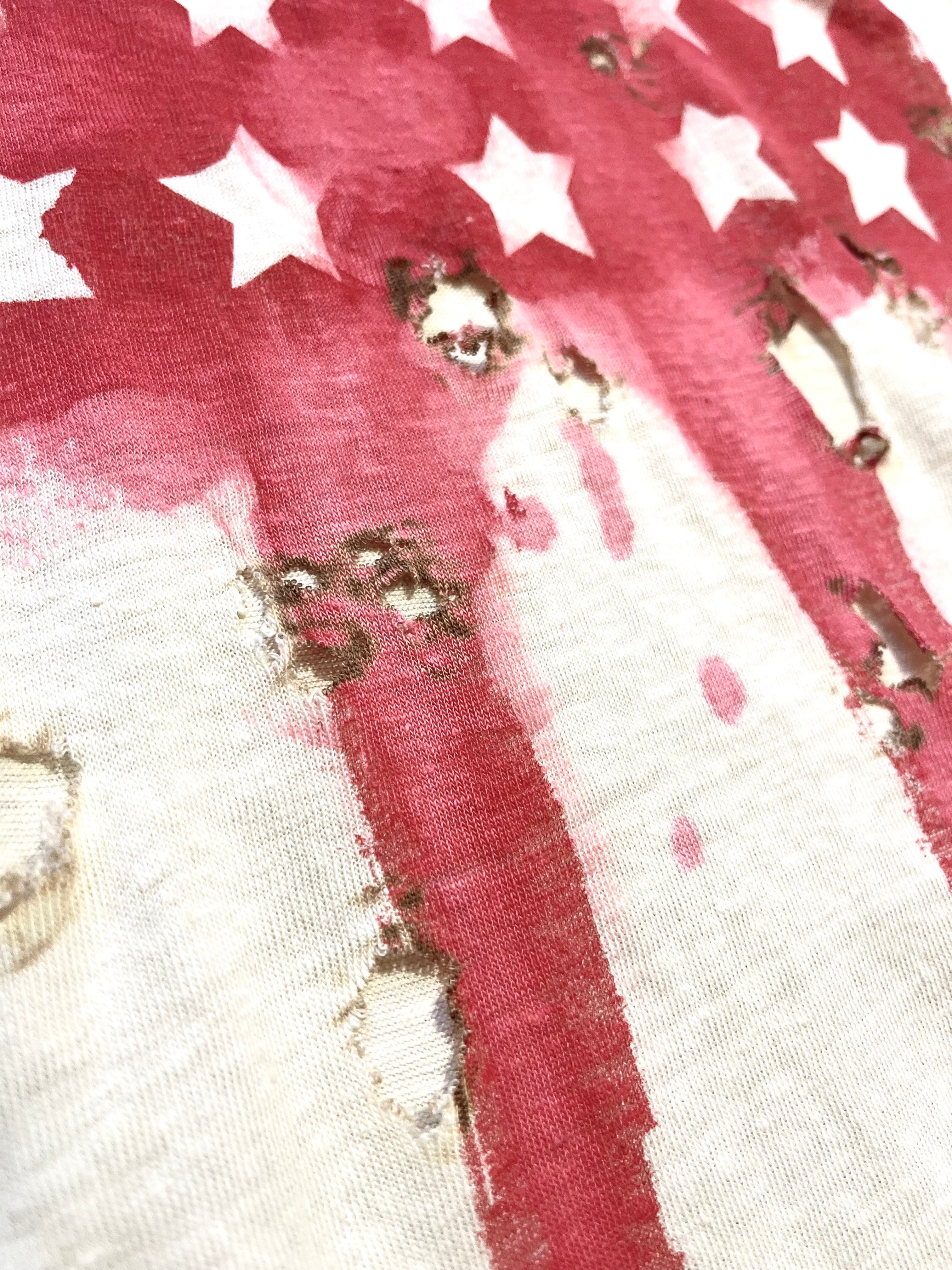 BALMAIN SS11 STARS AND STRIPES US FLAG BURNT DISTRESSED TANK TOP BY CRISTOPHE DECARNIN