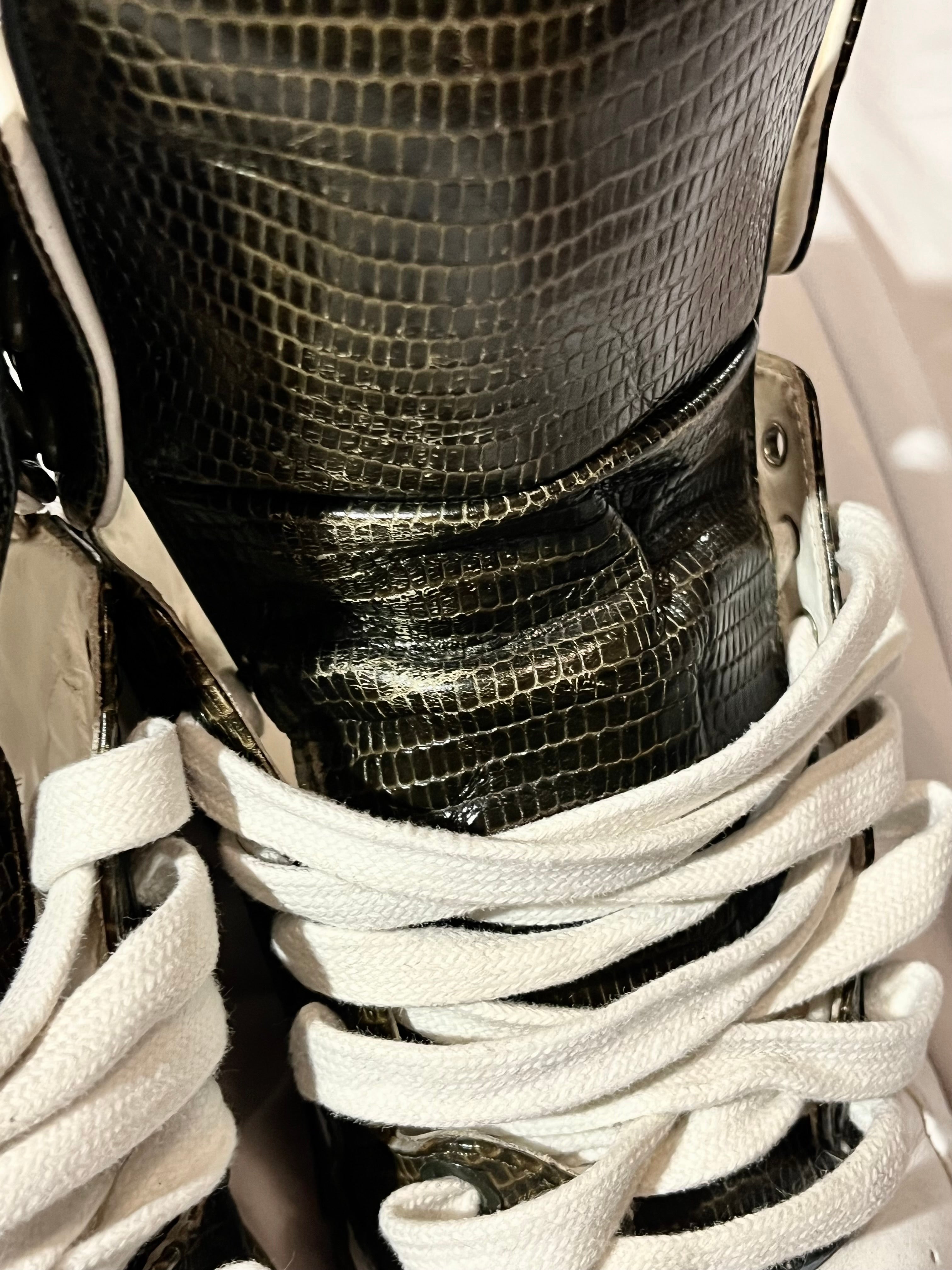 GIVENCHY TYSON DARK GREEN LIZARD SKIN HI-TOP SNEAKERS IN 41