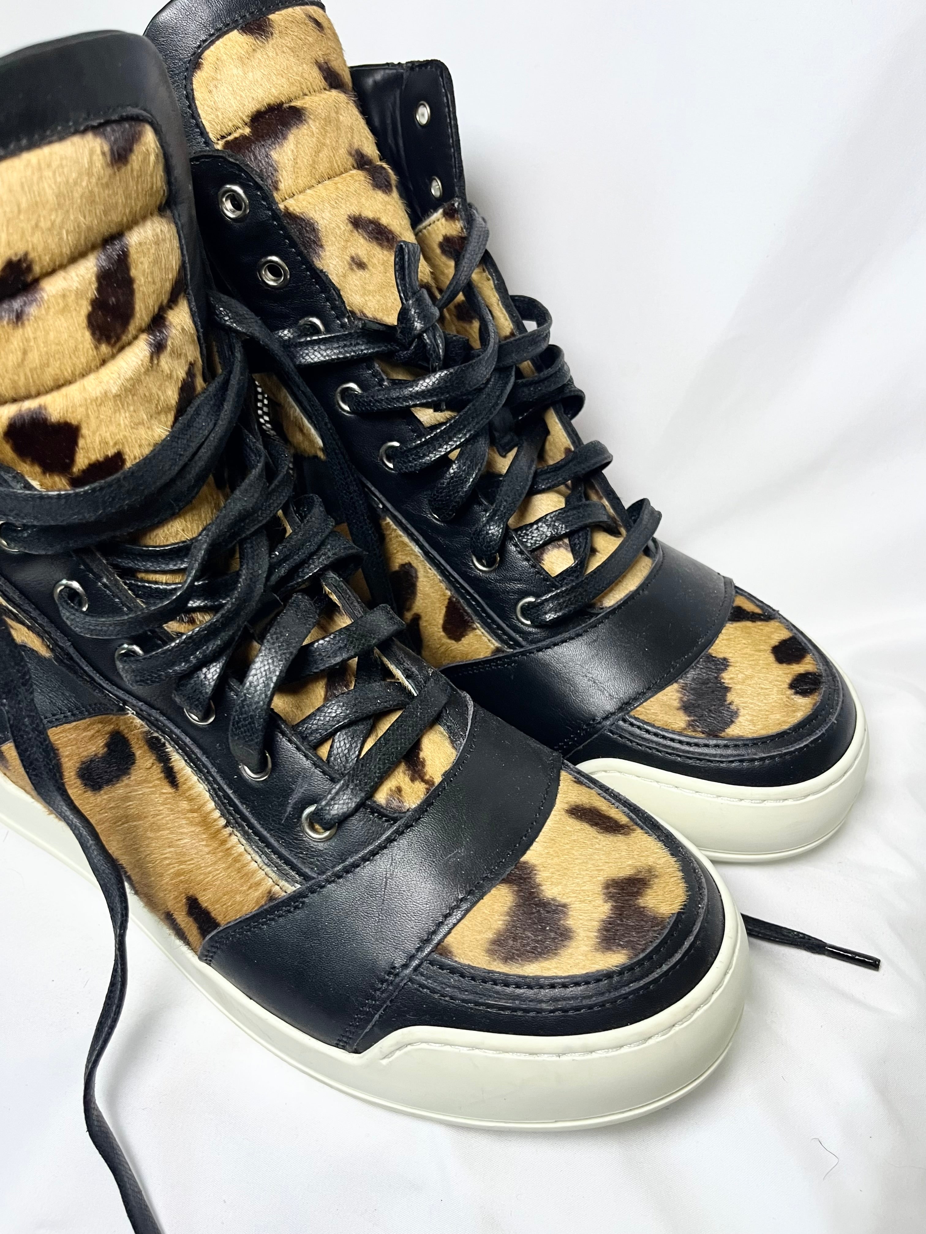 BALMAIN CHEETAH PRINT FUR DUNKS IN SIZE 42 BY OLIVIER ROUSTEING